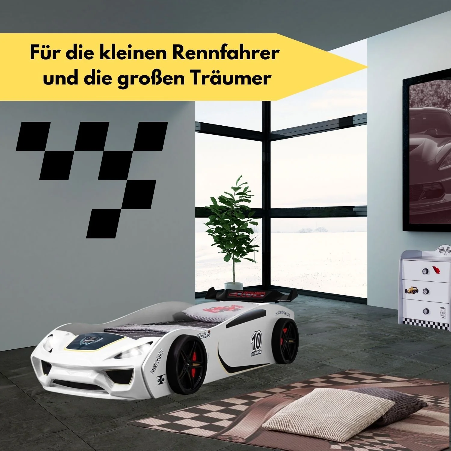 Autobett Dream Racer Kinderbett 90x200 im Rennwagen-Design mit Lattenrost - Image 12