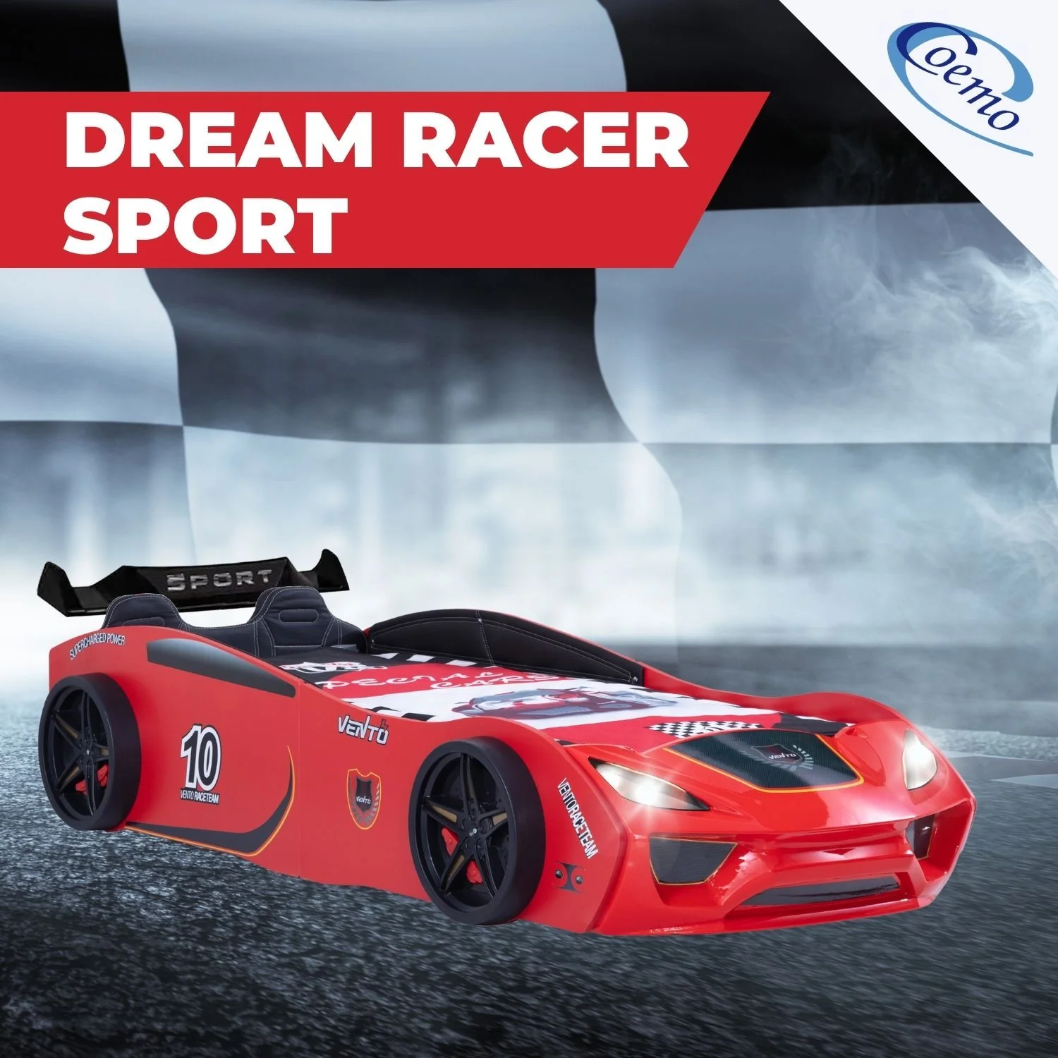 Autobett Dream Racer Kinderbett 90x200 im Rennwagen-Design mit Lattenrost - Image 16