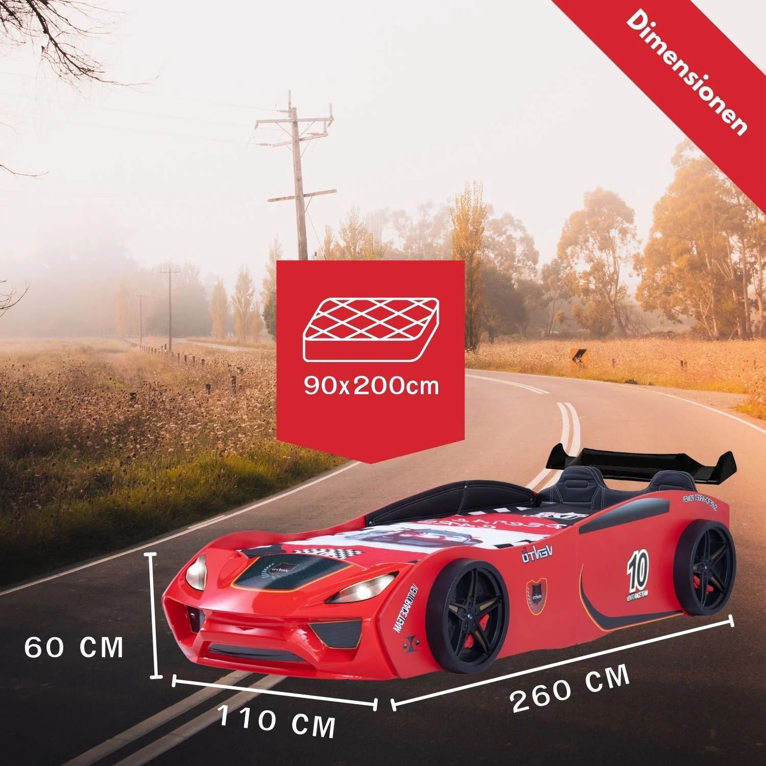 Autobett Dream Racer Kinderbett 90x200 im Rennwagen-Design mit Lattenrost - Image 18