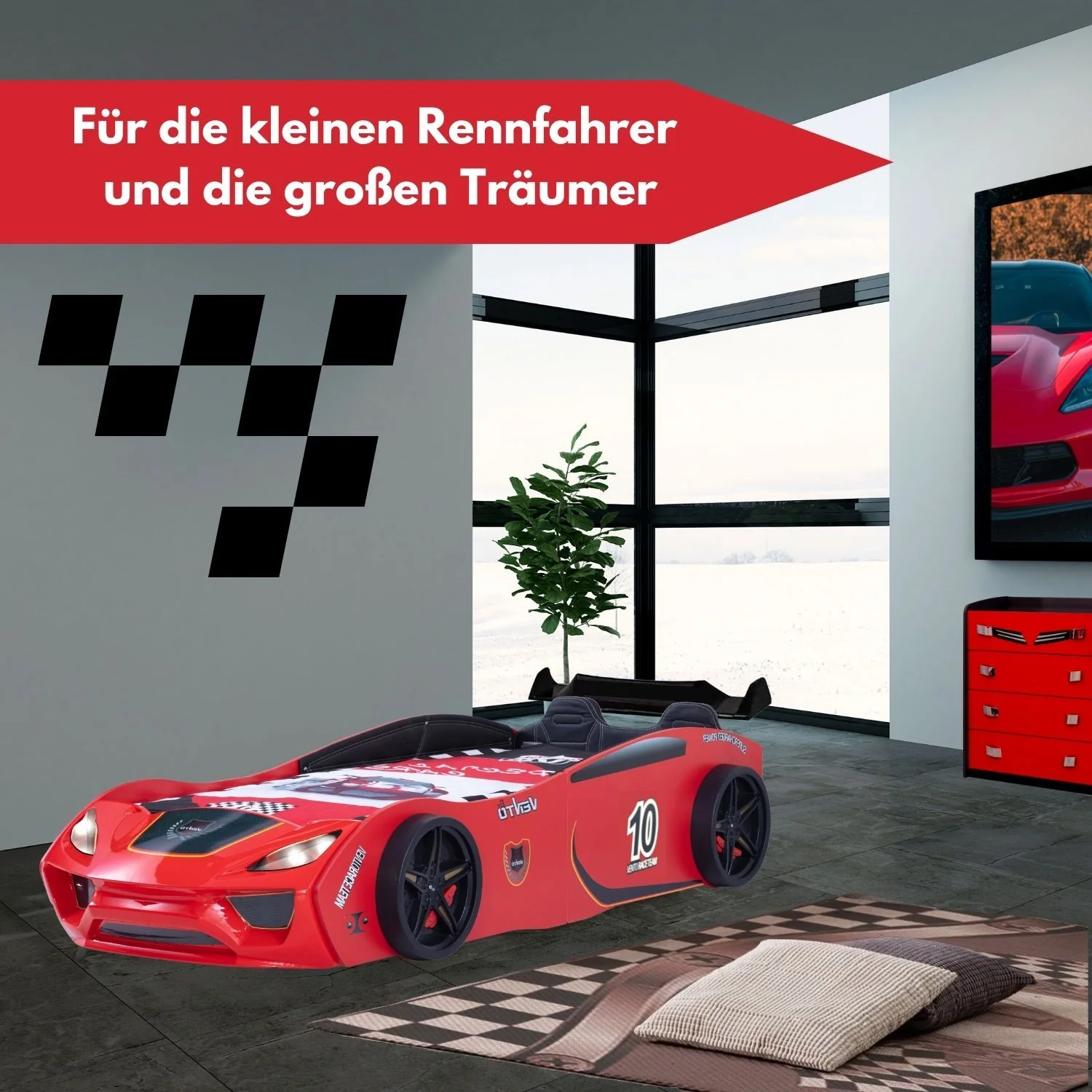 Autobett Dream Racer Kinderbett 90x200 im Rennwagen-Design mit Lattenrost - Image 19