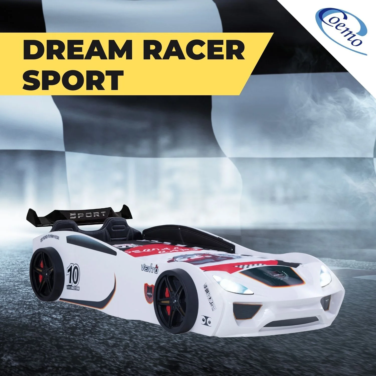 Autobett Dream Racer Kinderbett 90x200 im Rennwagen-Design mit Lattenrost - Image 23