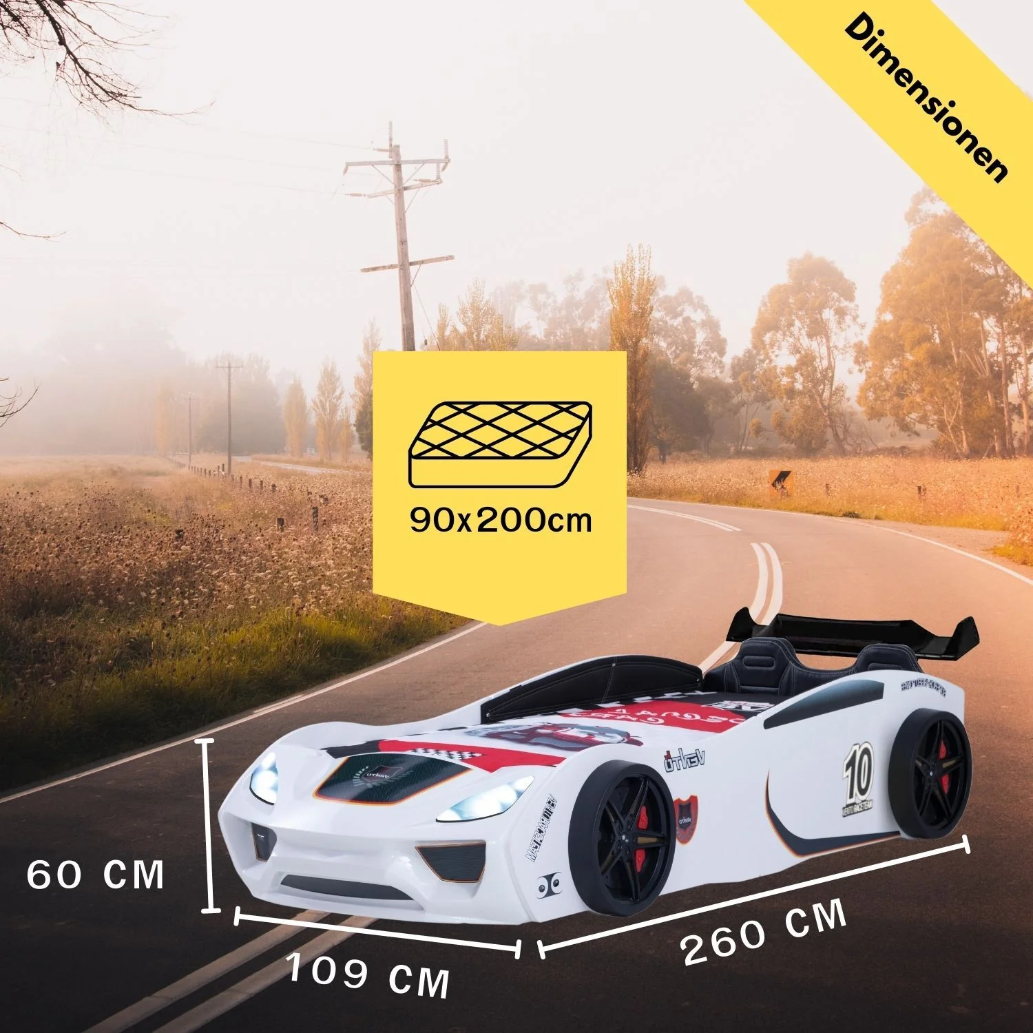 Autobett Dream Racer Kinderbett 90x200 im Rennwagen-Design mit Lattenrost - Image 25