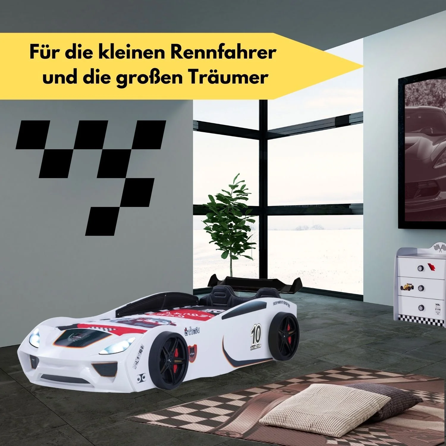 Autobett Dream Racer Kinderbett 90x200 im Rennwagen-Design mit Lattenrost - Image 26