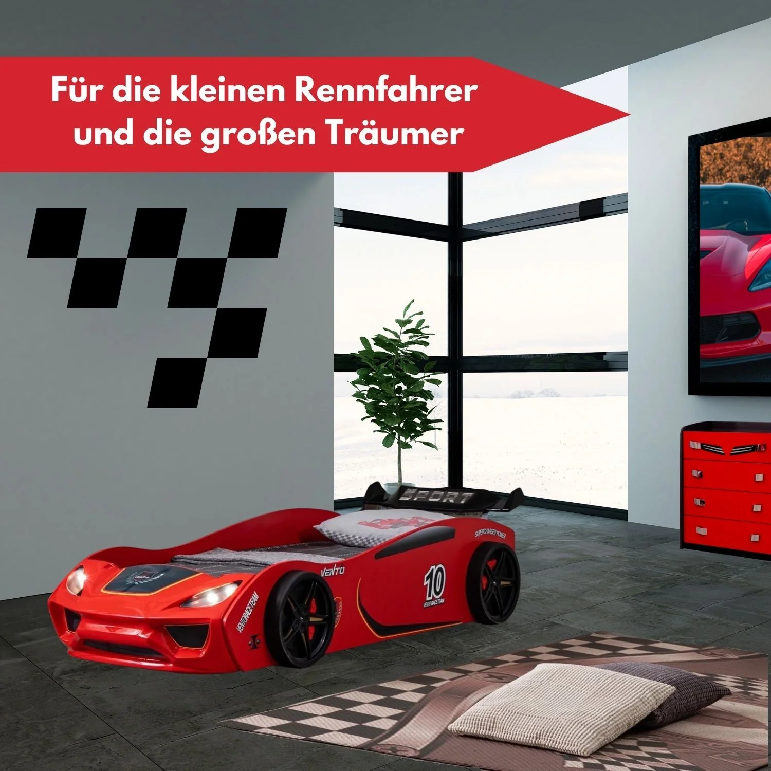 Autobett Dream Racer Kinderbett 90x200 im Rennwagen-Design mit Lattenrost - Image 5