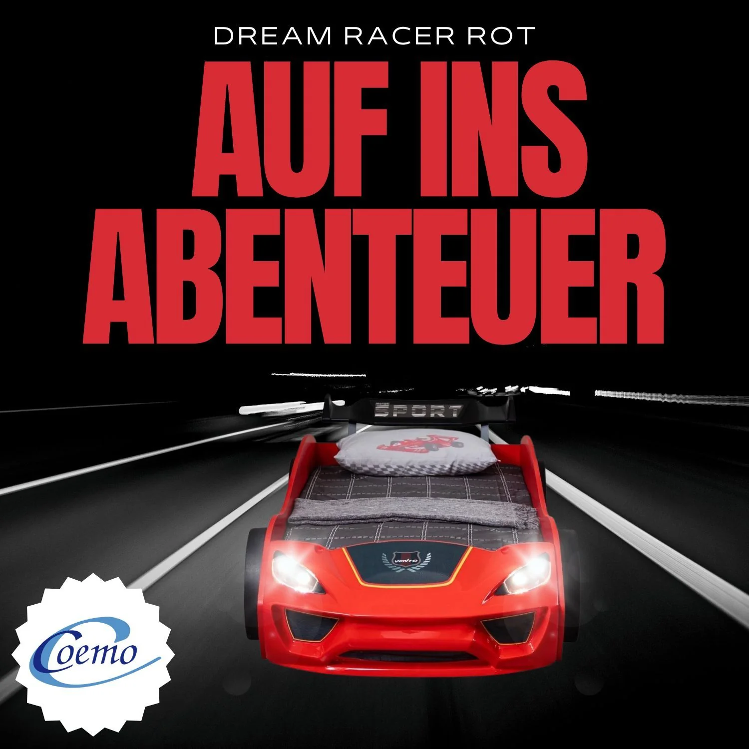Autobett Dream Racer Kinderbett 90x200 im Rennwagen-Design mit Lattenrost - Image 6