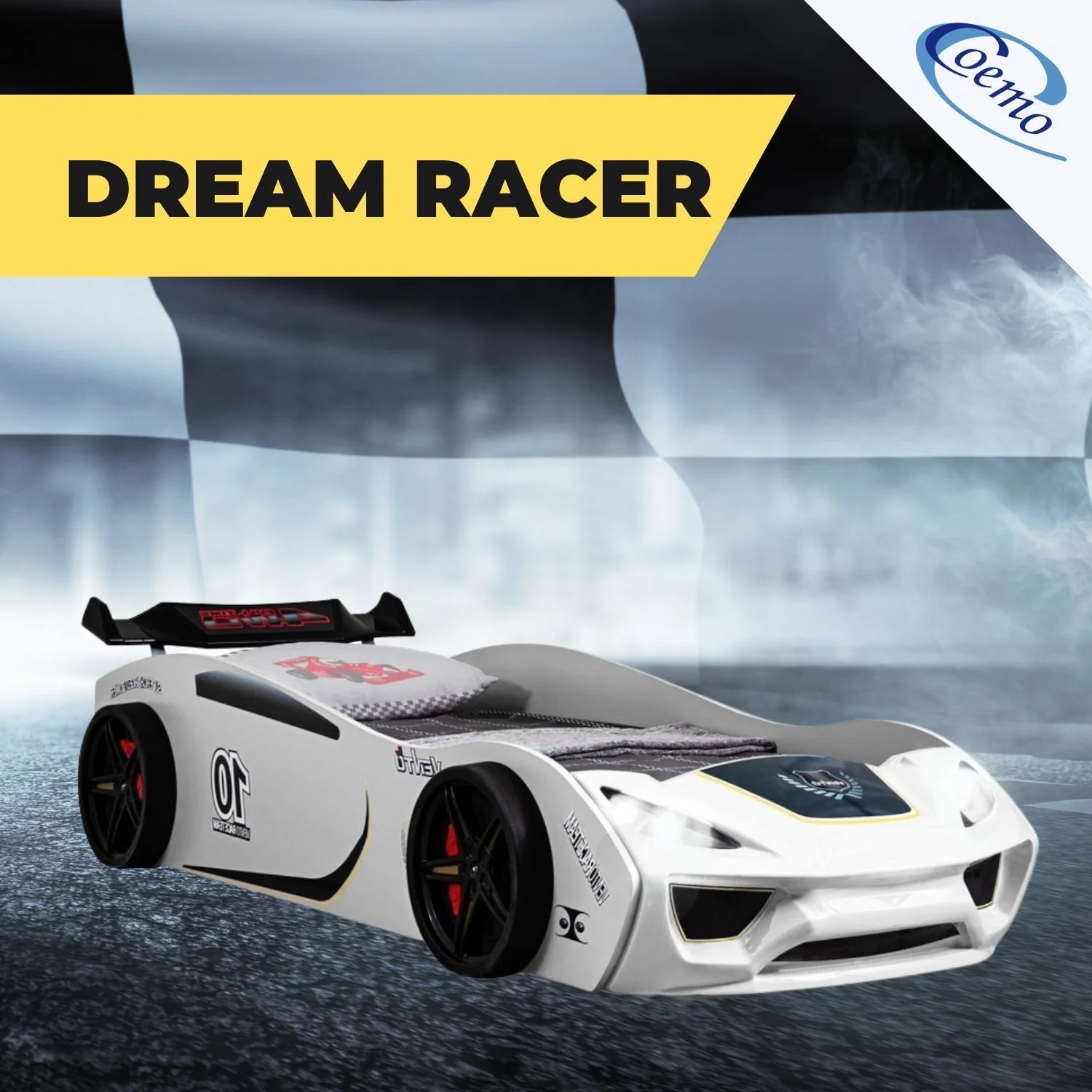 Autobett Dream Racer Kinderbett 90x200 im Rennwagen-Design mit Lattenrost - Image 9