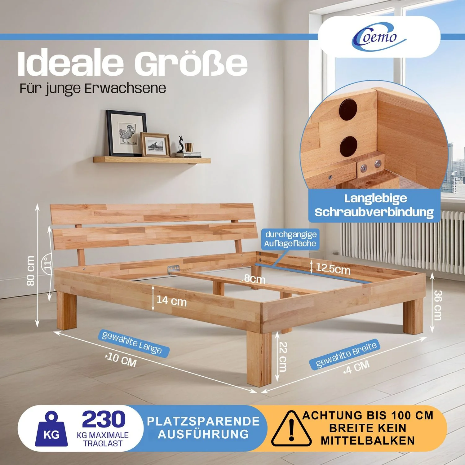 Bett Massivholz Leah Buche massiv - Image 13