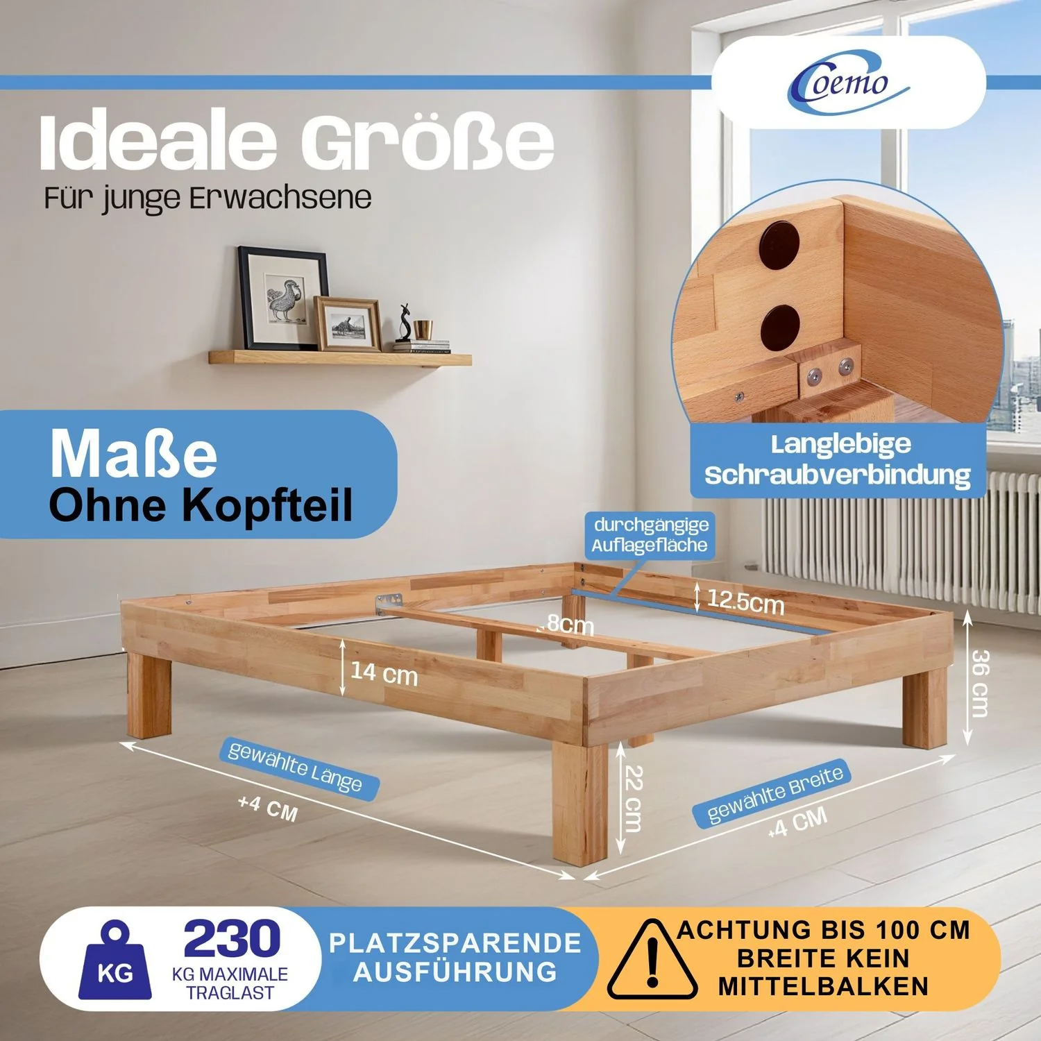 Bett Massivholz Leah Buche massiv - Image 14