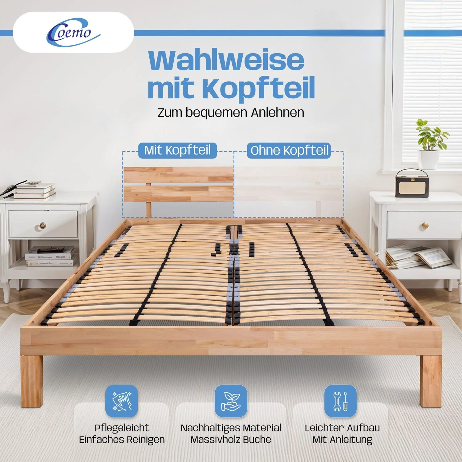 Bett Massivholz Leah Buche massiv - Image 2