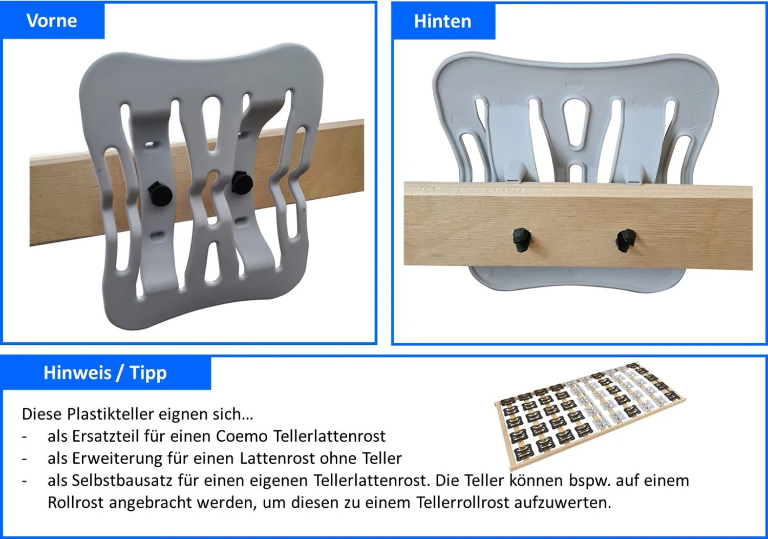 Coemo 10 Stk Teller-Module inkl. Befestigung für Tellerlattenrost Ersatzteil oder Nachrüsten - Image 5