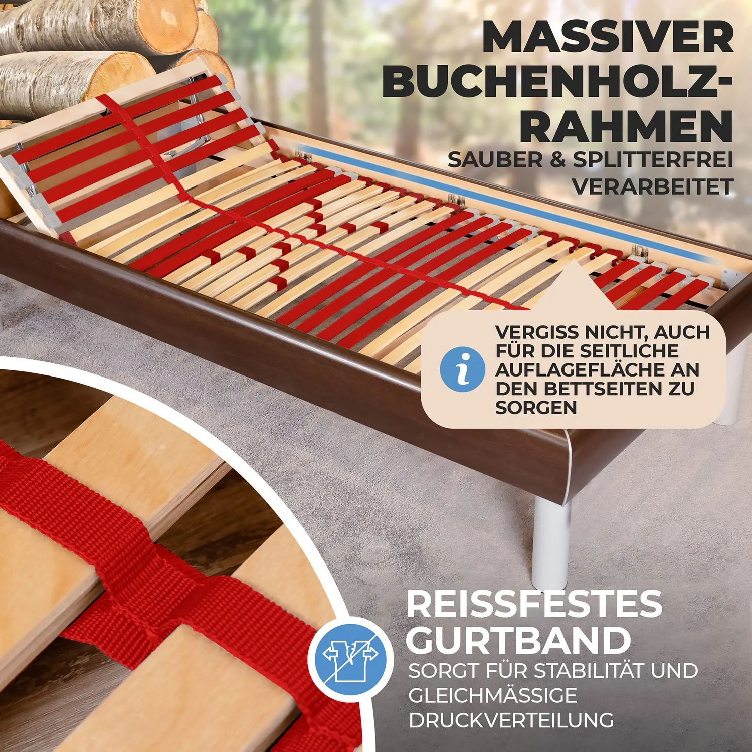 Coemo 2 Stk. Lattenrost RUBY Härtegrad verstellbar 28 Leisten 7 Zonen - Image 11