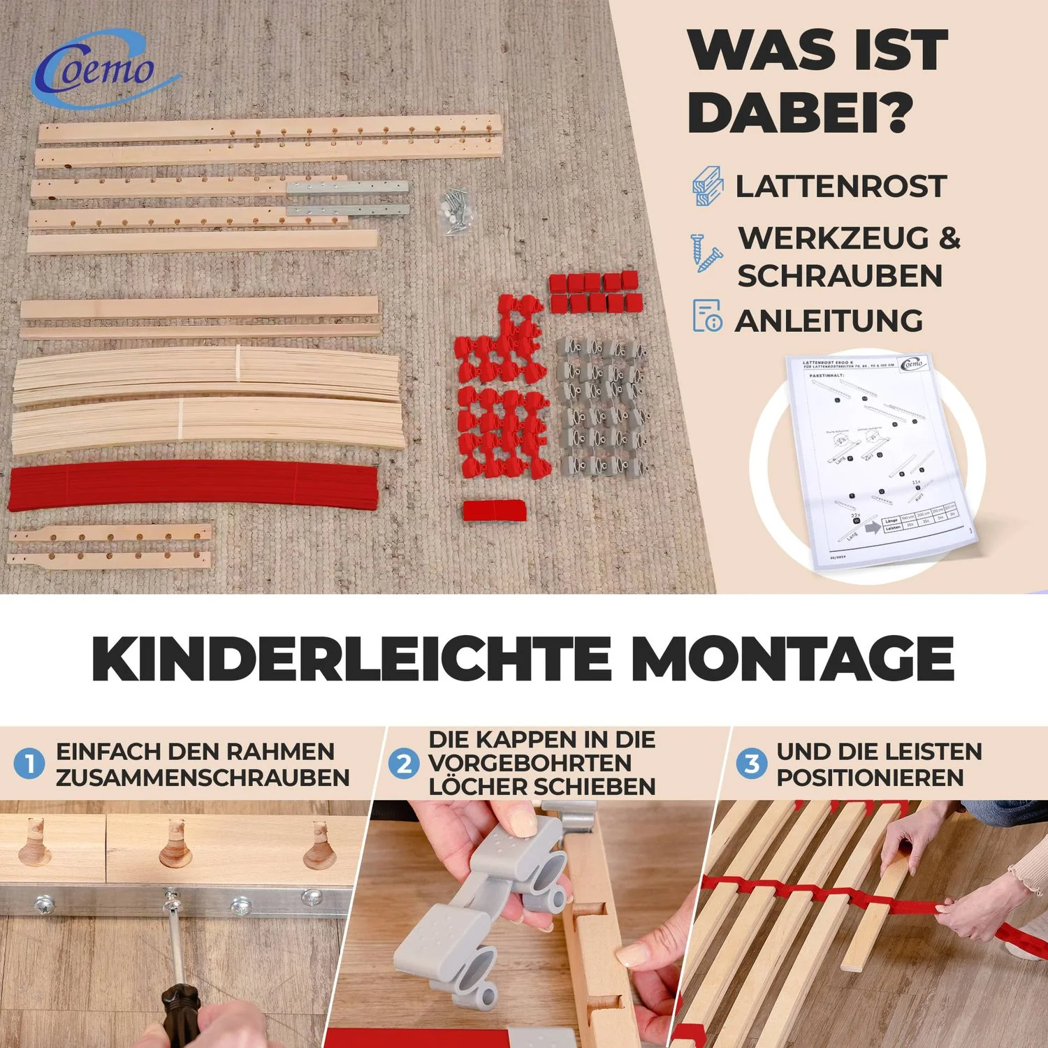 Coemo 2 Stk. Lattenrost RUBY Härtegrad verstellbar 28 Leisten 7 Zonen - Image 34