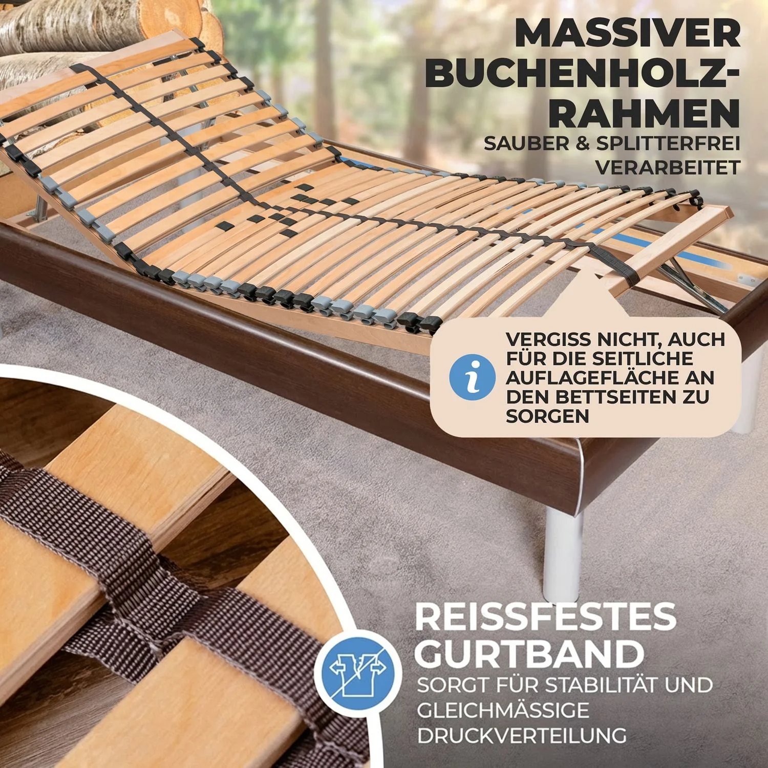 Coemo 7 -Zonen Lattenrost Ergo KF mit Kopf- & Fußteilverstellung Härtegradverstellung - Image 9