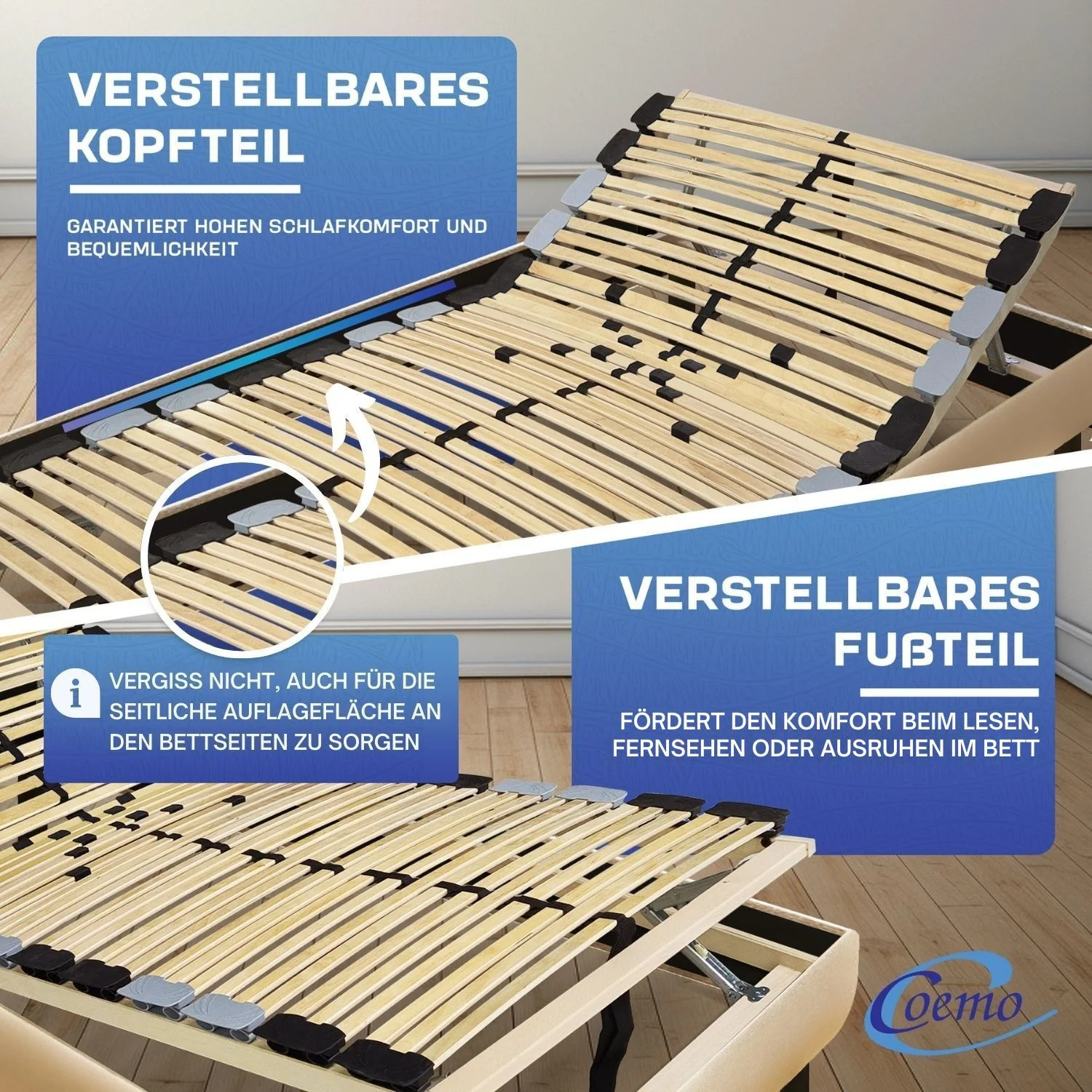 Coemo 7 Zonen Lattenrost PREMIUM Kopf-Fußteil verstellbar - Image 6
