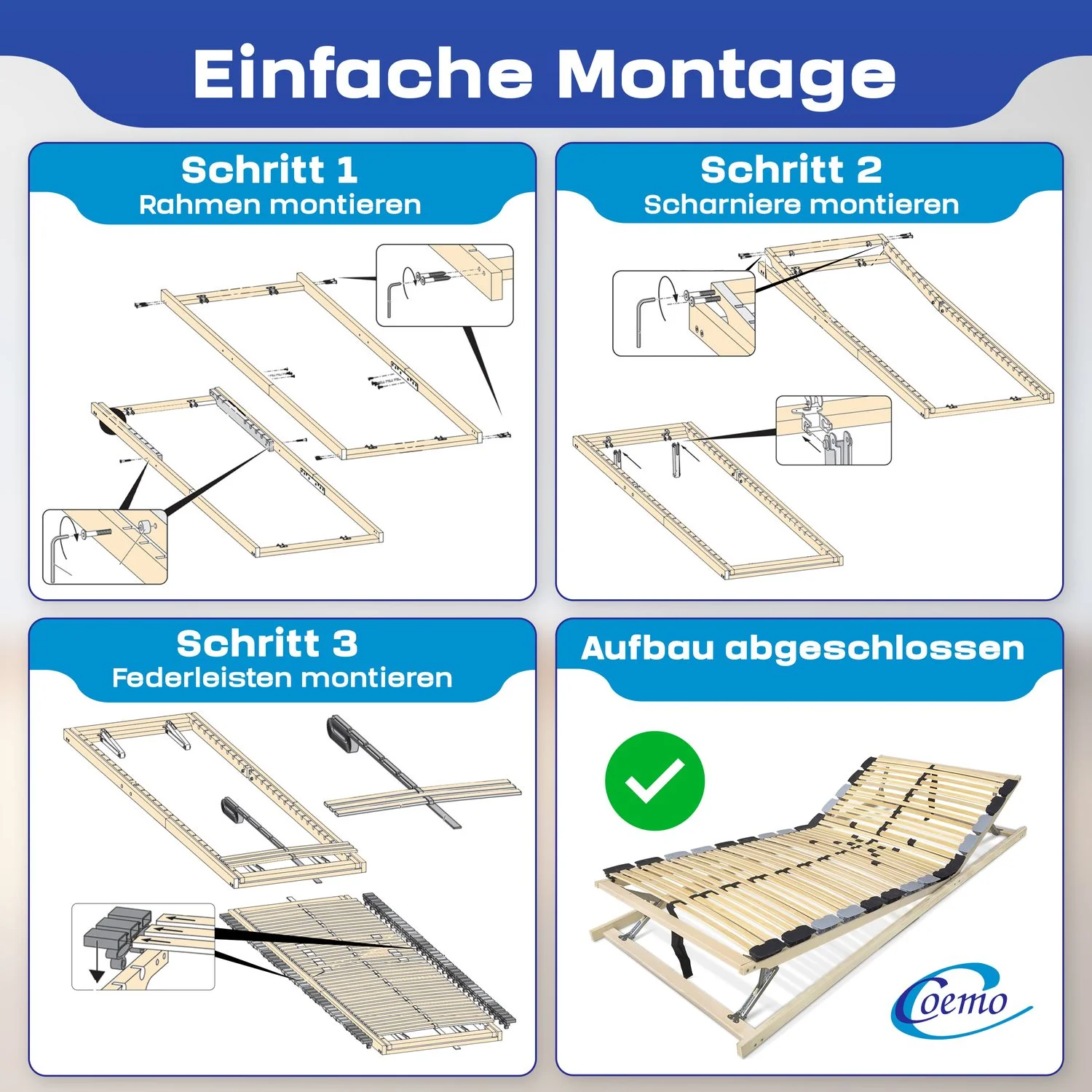 Coemo 7 Zonen Lattenrost PREMIUM Kopf-Fußteil verstellbar - Image 7
