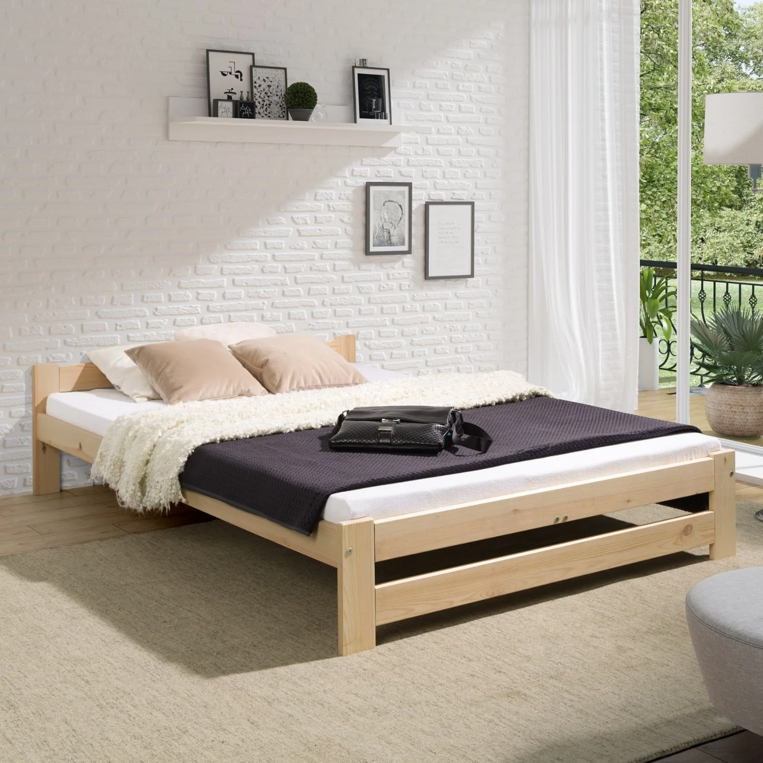 Coemo Bett Classico Holzbett Bettgestell mit Lattenrost Massivholz Kiefer - Image 11