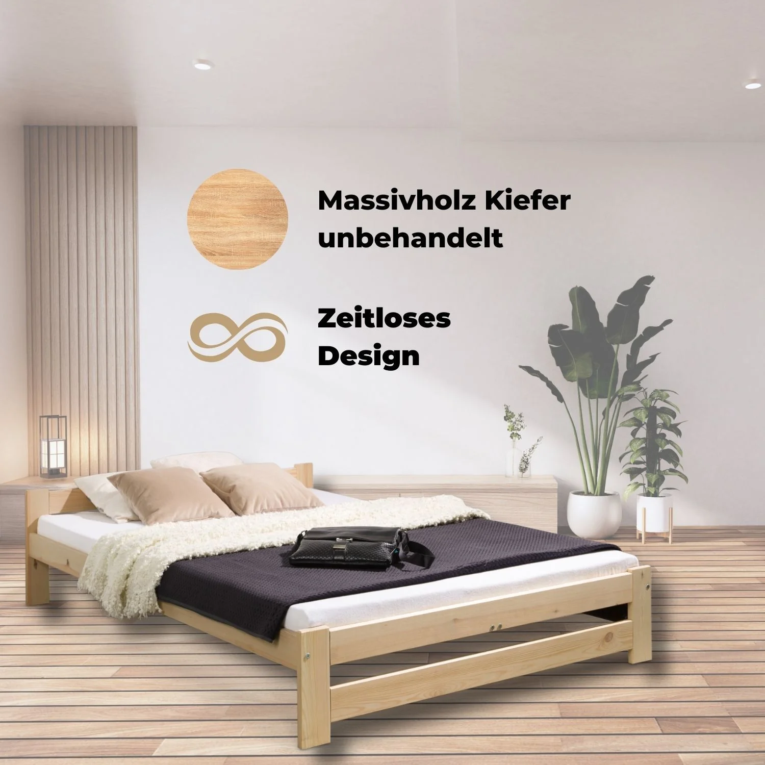 Coemo Bett Classico Holzbett Bettgestell mit Lattenrost Massivholz Kiefer - Image 13