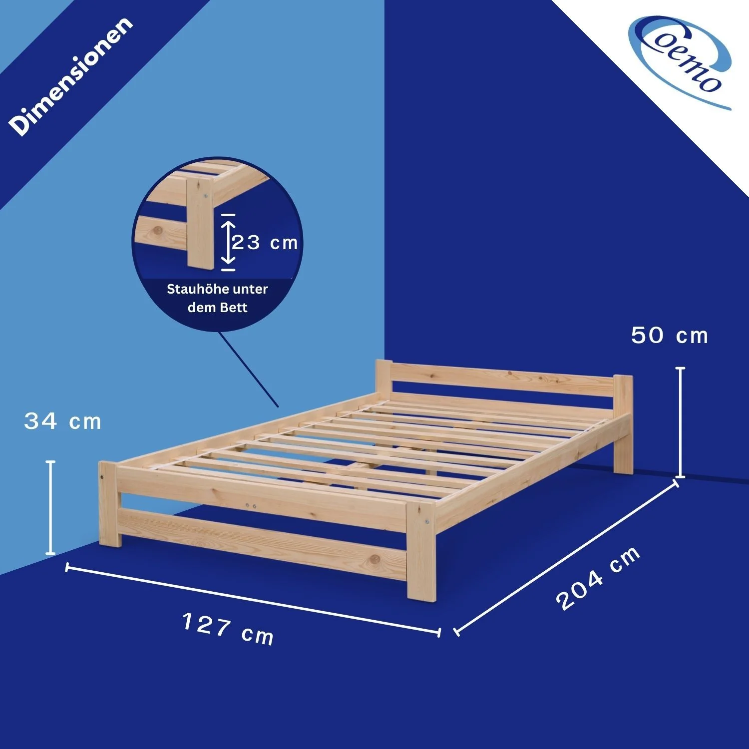Coemo Bett Classico Holzbett Bettgestell mit Lattenrost Massivholz Kiefer - Image 15