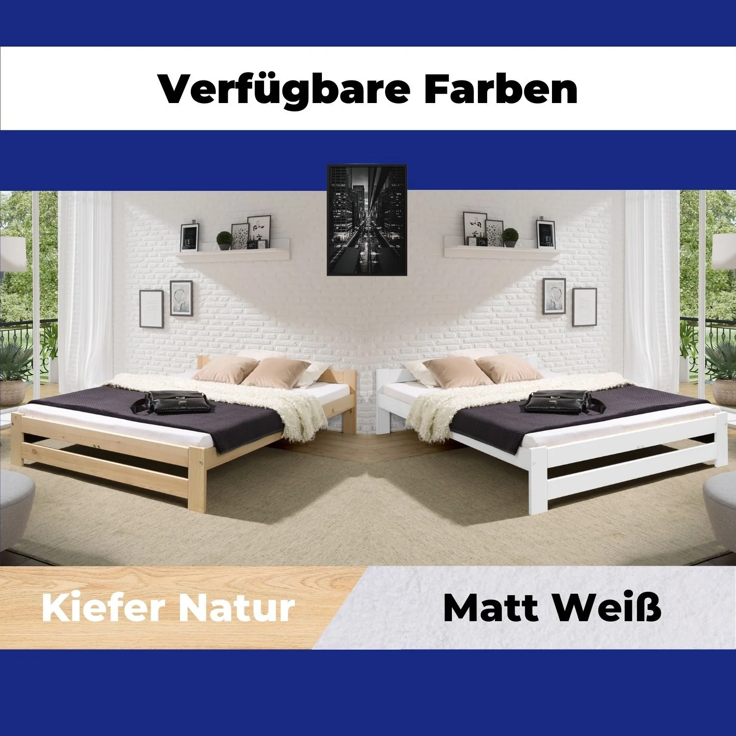 Coemo Bett Classico Holzbett Bettgestell mit Lattenrost Massivholz Kiefer - Image 19