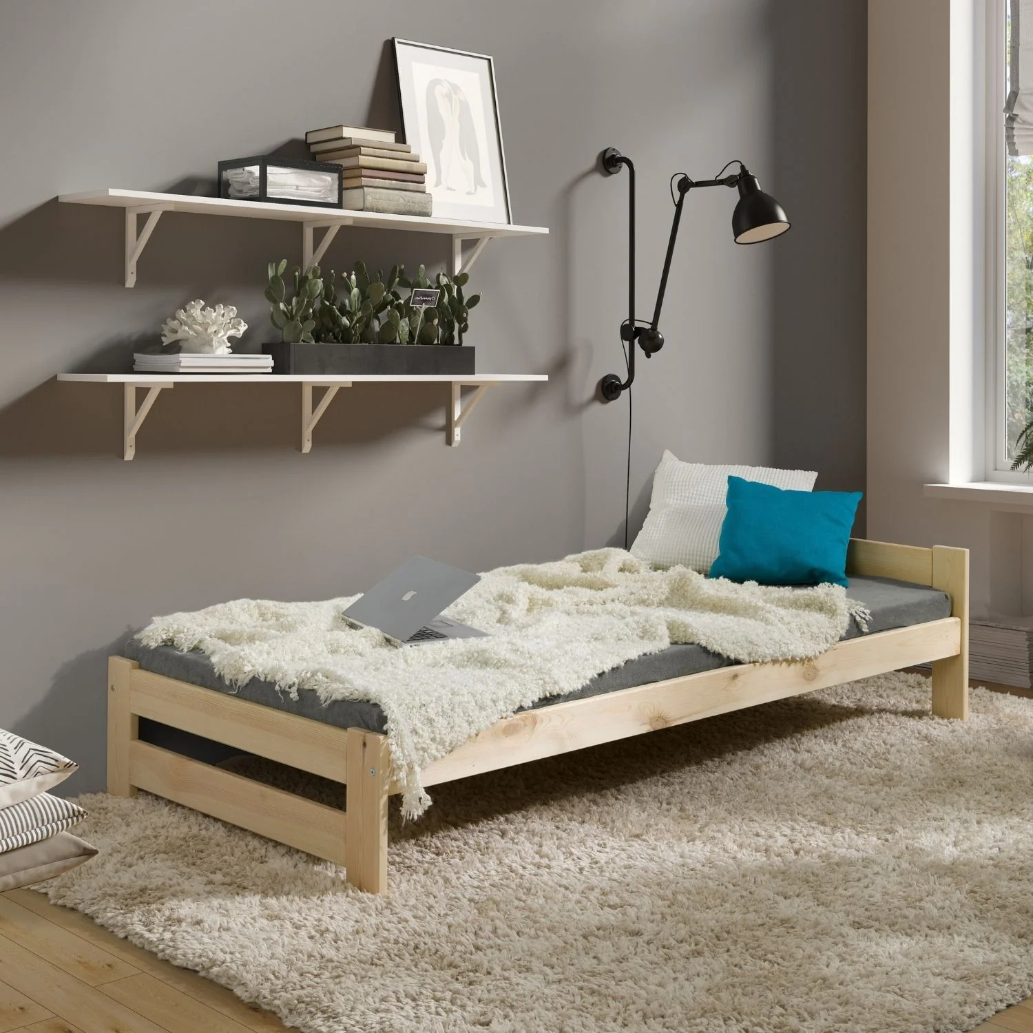 Coemo Bett Classico Holzbett Bettgestell mit Lattenrost Massivholz Kiefer - Image 21