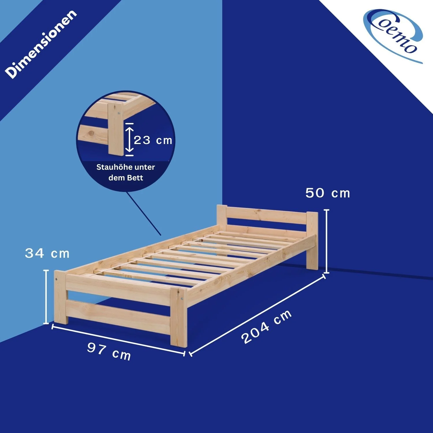 Coemo Bett Classico Holzbett Bettgestell mit Lattenrost Massivholz Kiefer - Image 26