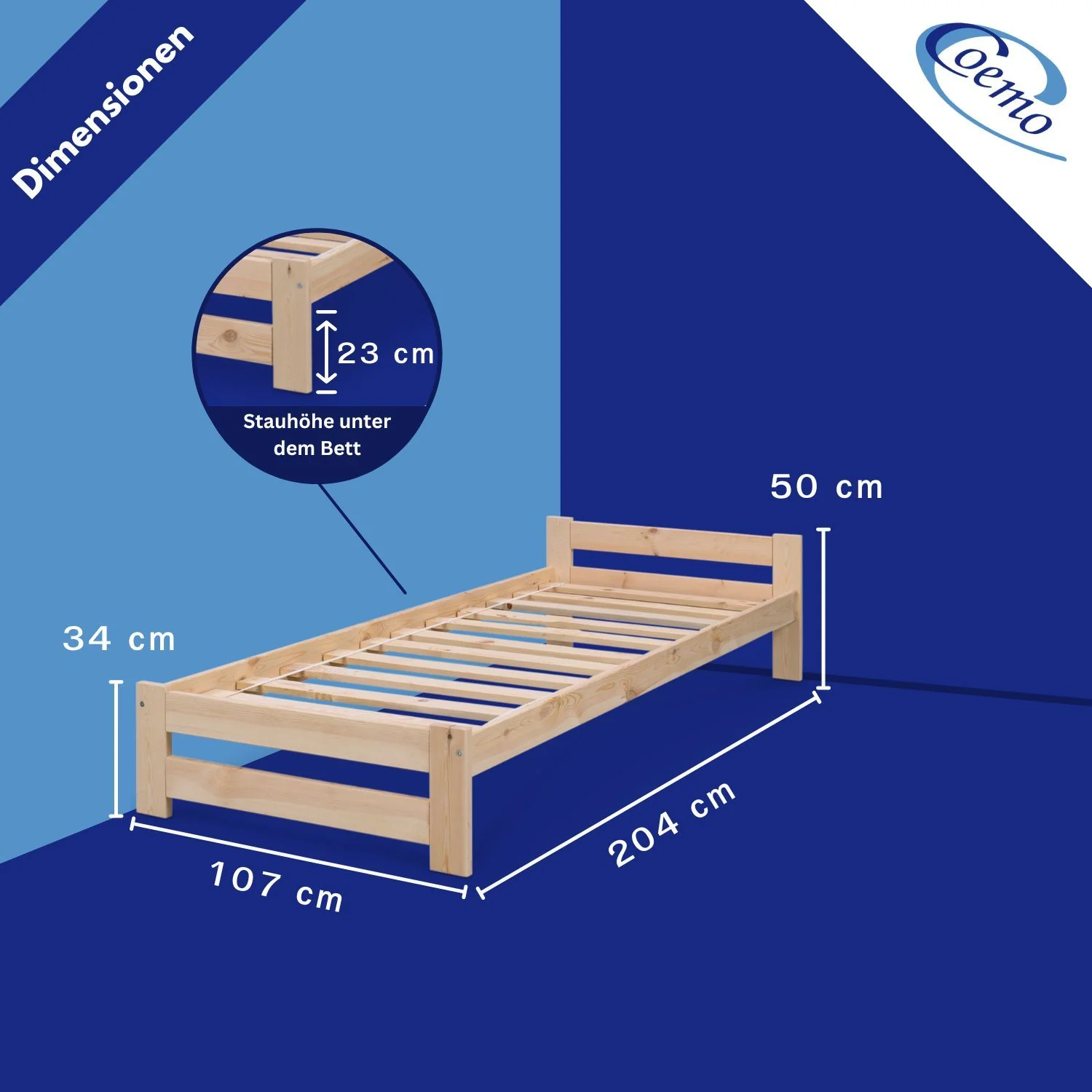 Coemo Bett Classico Holzbett Bettgestell mit Lattenrost Massivholz Kiefer - Image 27