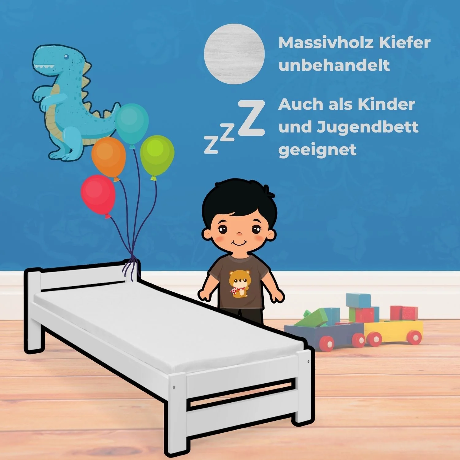 Coemo Bett Classico Holzbett Bettgestell mit Lattenrost Massivholz Kiefer - Image 32