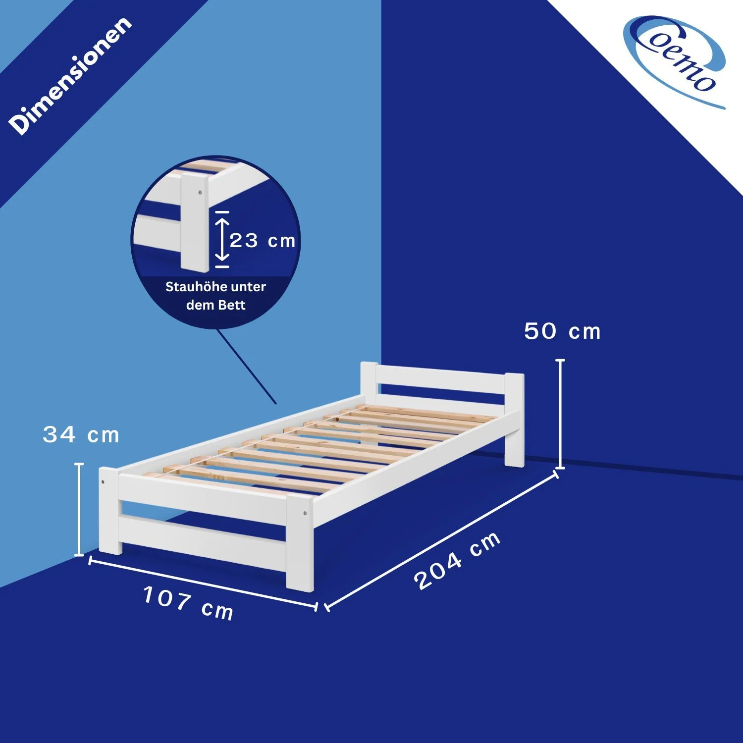 Coemo Bett Classico Holzbett Bettgestell mit Lattenrost Massivholz Kiefer - Image 36