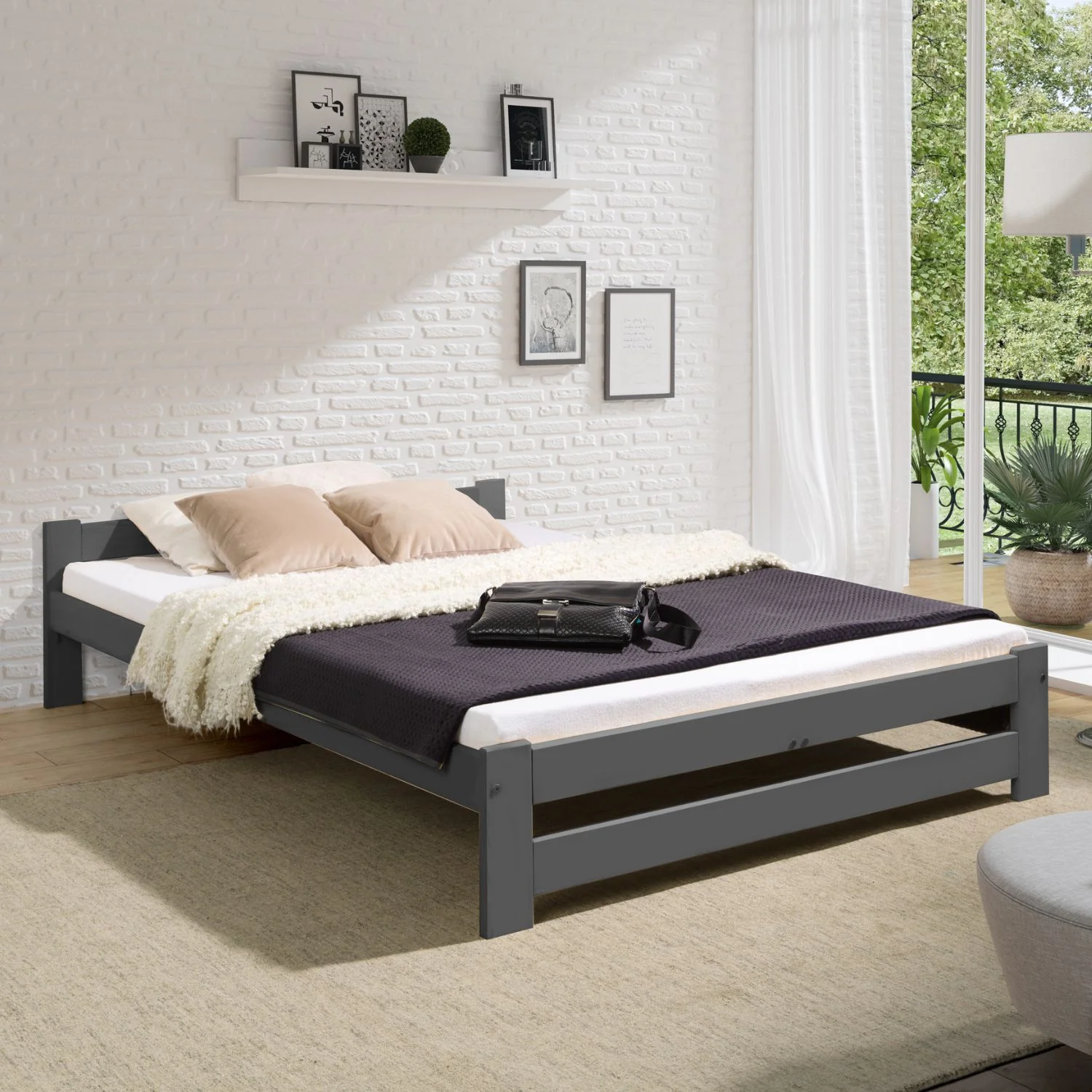 Coemo Bett Classico Holzbett Bettgestell mit Lattenrost Massivholz Kiefer - Image 38