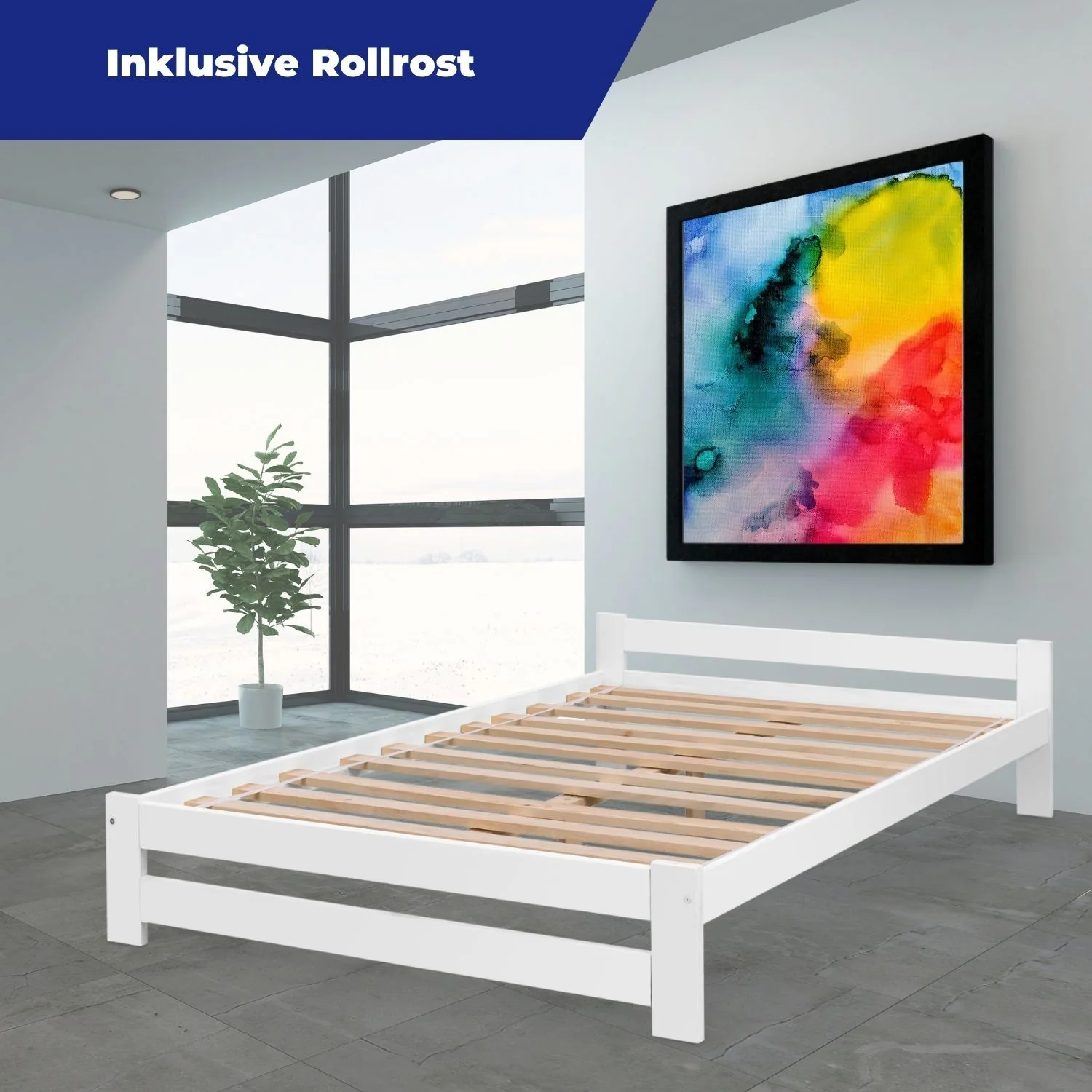 Coemo Bett Classico Holzbett Bettgestell mit Lattenrost Massivholz Kiefer - Image 4