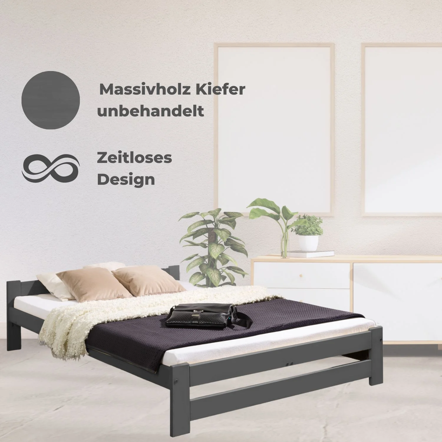 Coemo Bett Classico Holzbett Bettgestell mit Lattenrost Massivholz Kiefer - Image 40