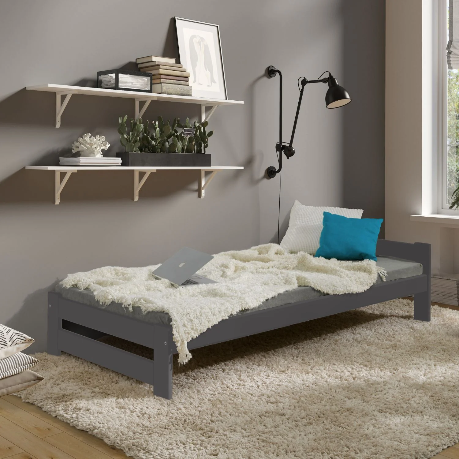 Coemo Bett Classico Holzbett Bettgestell mit Lattenrost Massivholz Kiefer - Image 48