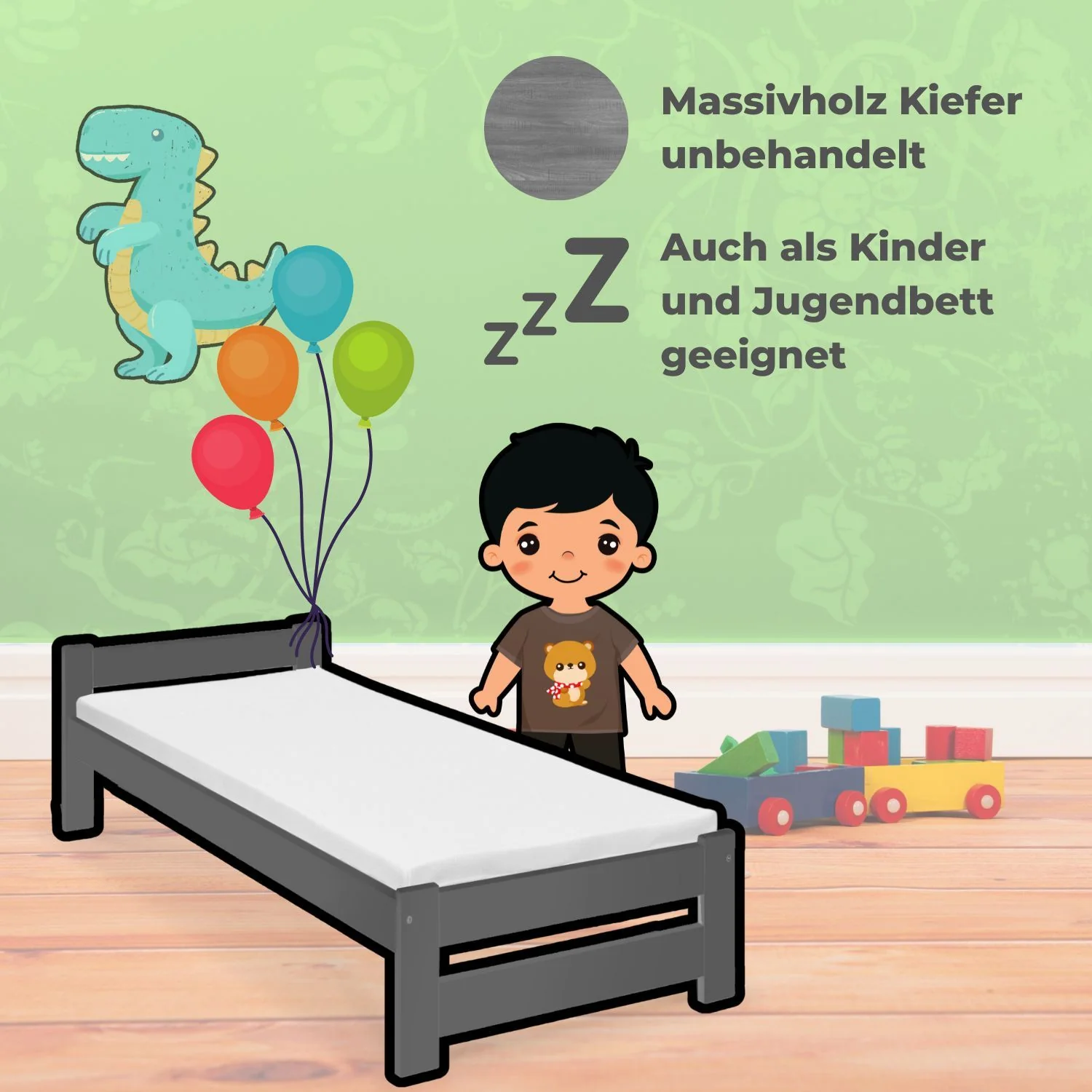Coemo Bett Classico Holzbett Bettgestell mit Lattenrost Massivholz Kiefer - Image 50
