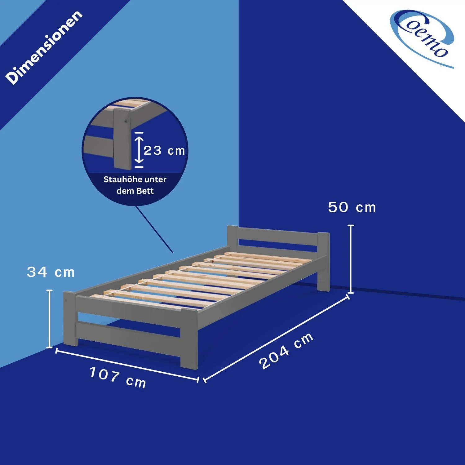 Coemo Bett Classico Holzbett Bettgestell mit Lattenrost Massivholz Kiefer - Image 54