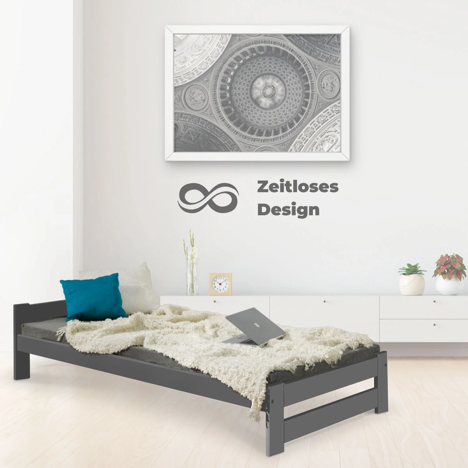 Coemo Bett Classico Holzbett Bettgestell mit Lattenrost Massivholz Kiefer - Image 55