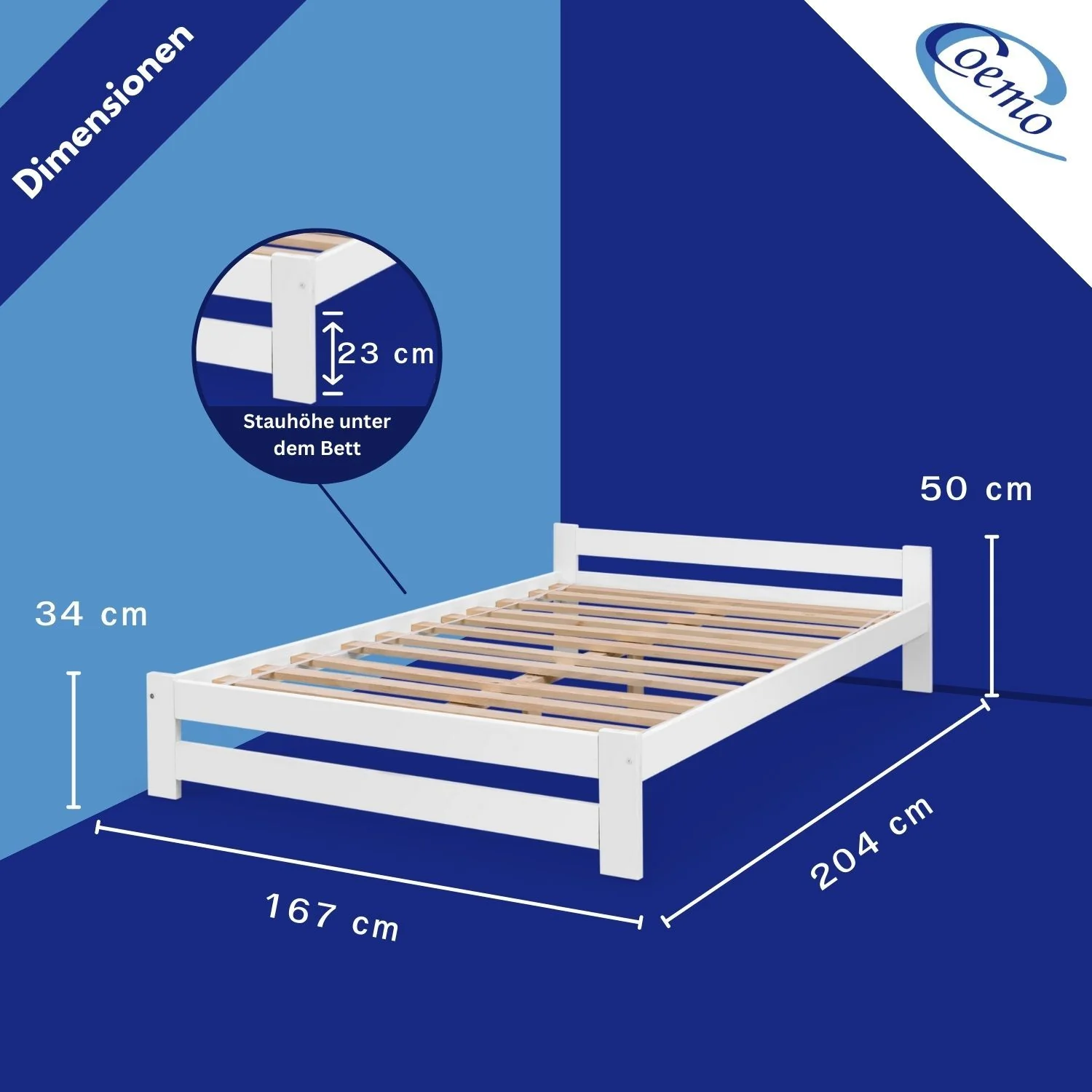 Coemo Bett Classico Holzbett Bettgestell mit Lattenrost Massivholz Kiefer - Image 7