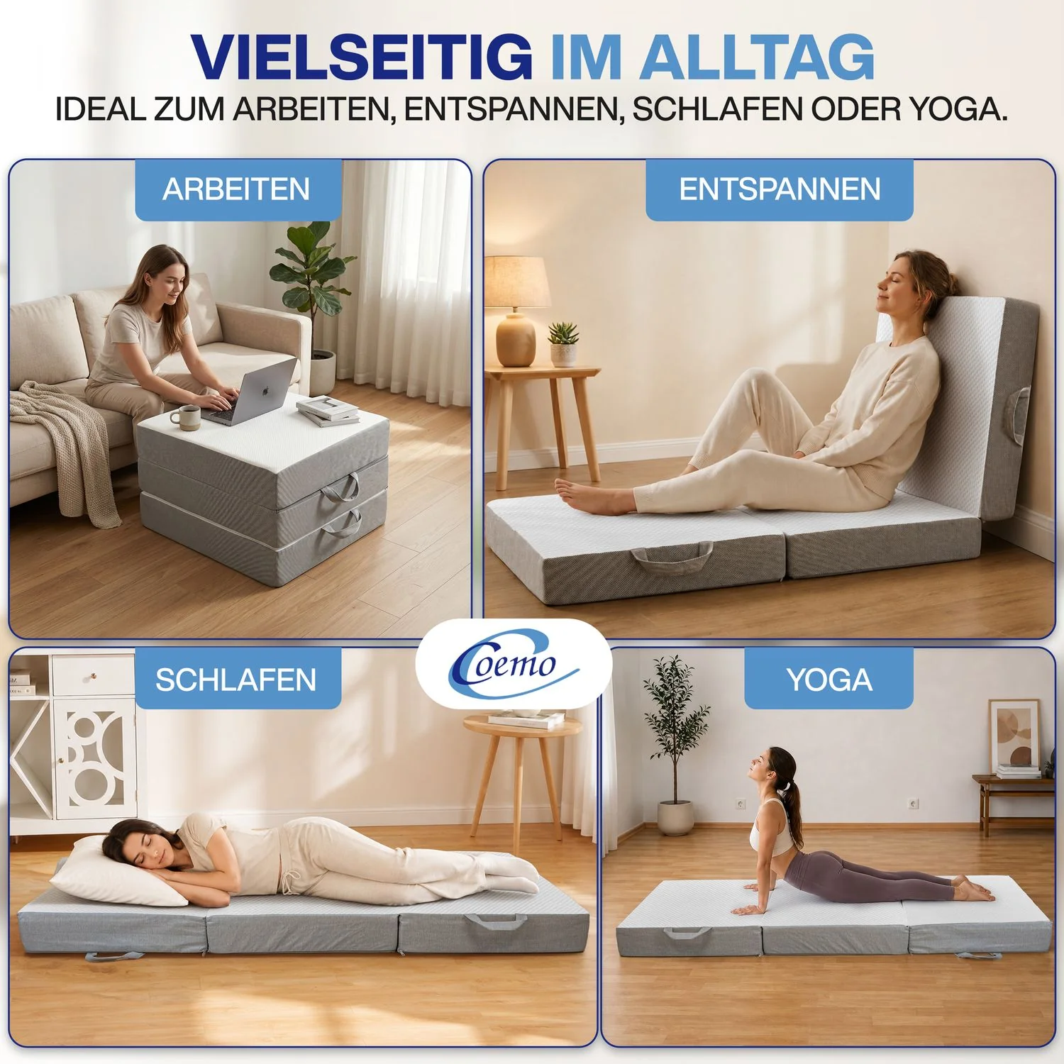 Coemo Faltmatratze/ Klappmatratze Falko 3-teilig - Platzsparende Gästematratze mit Visco-Auflage - Image 6