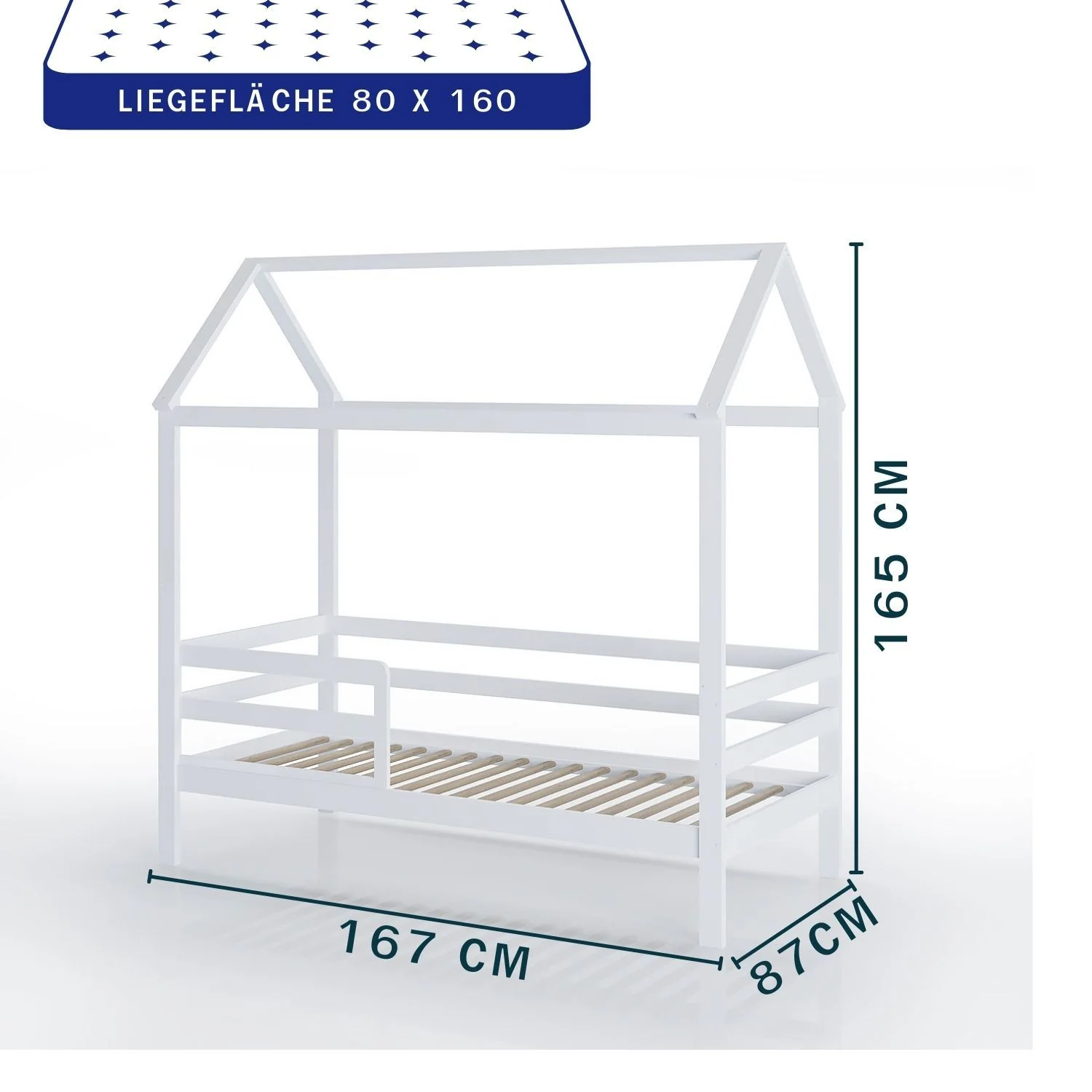 Coemo Hausbett HOME mit Lattenrost, Rausfallschutz 2 Größen - Image 7