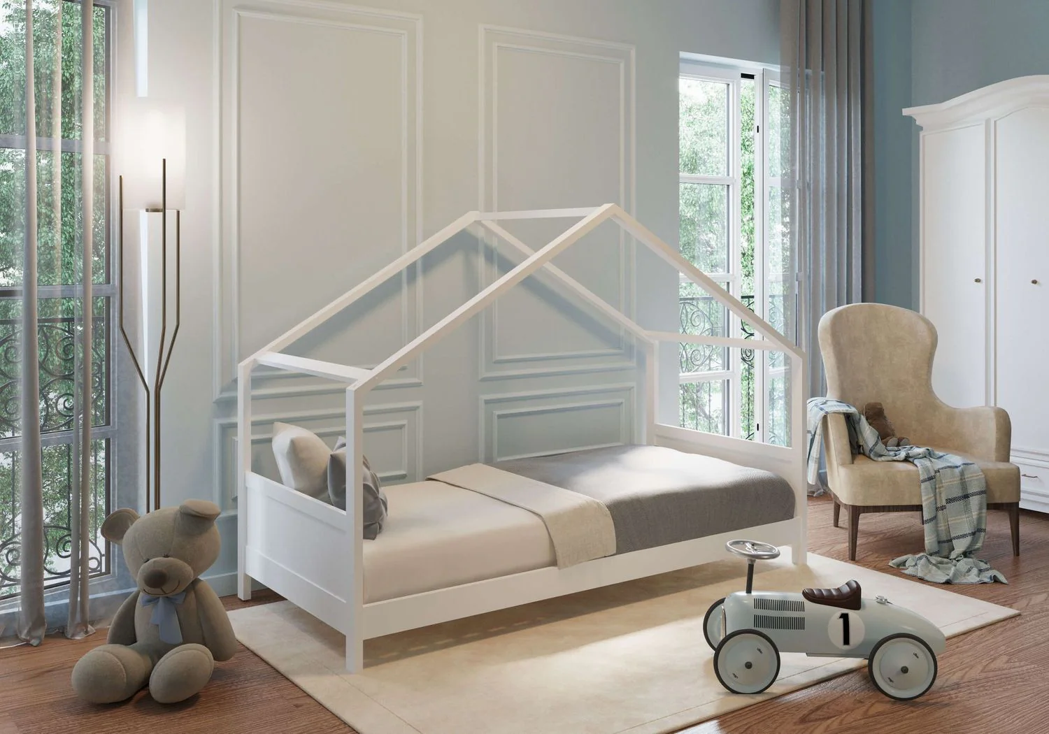 Coemo Hausbett Sonja 90x200 cm mit Dach und Lattenrost - Image 8