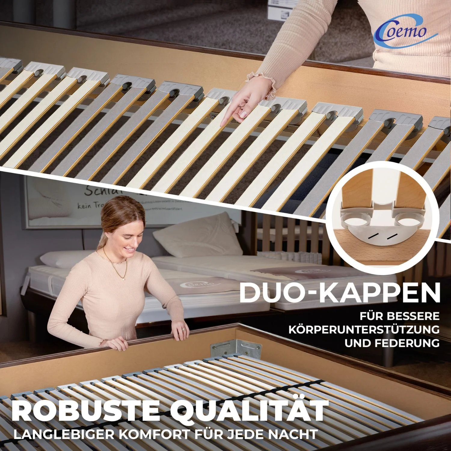 Coemo Lattenrost EasyLat starr mit Mittelgurt 28 Leisten & 5 Zonen - Image 2