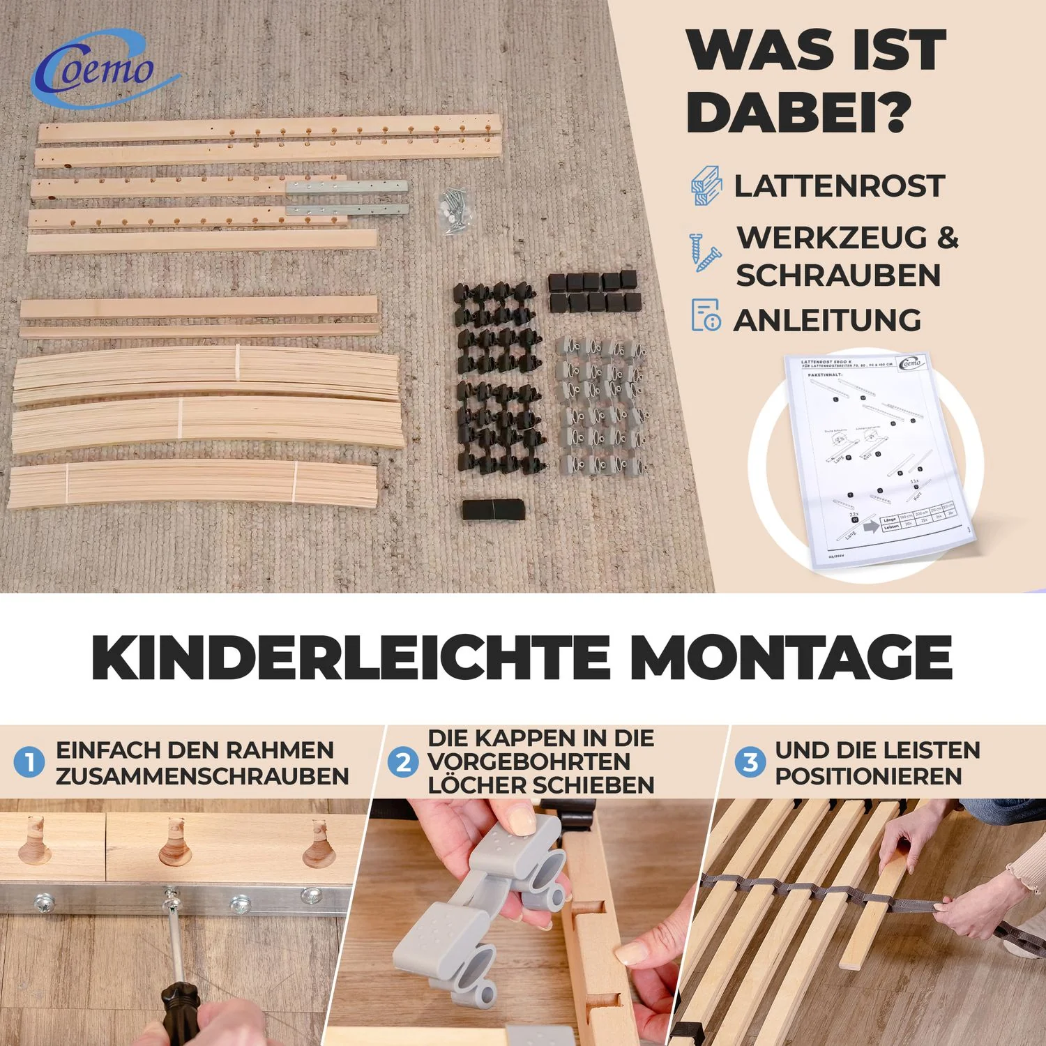 Coemo Lattenrost ERGO NV Starr mit 28 Leisten Mittelzonenverstellung, 7-Zonen - Image 5