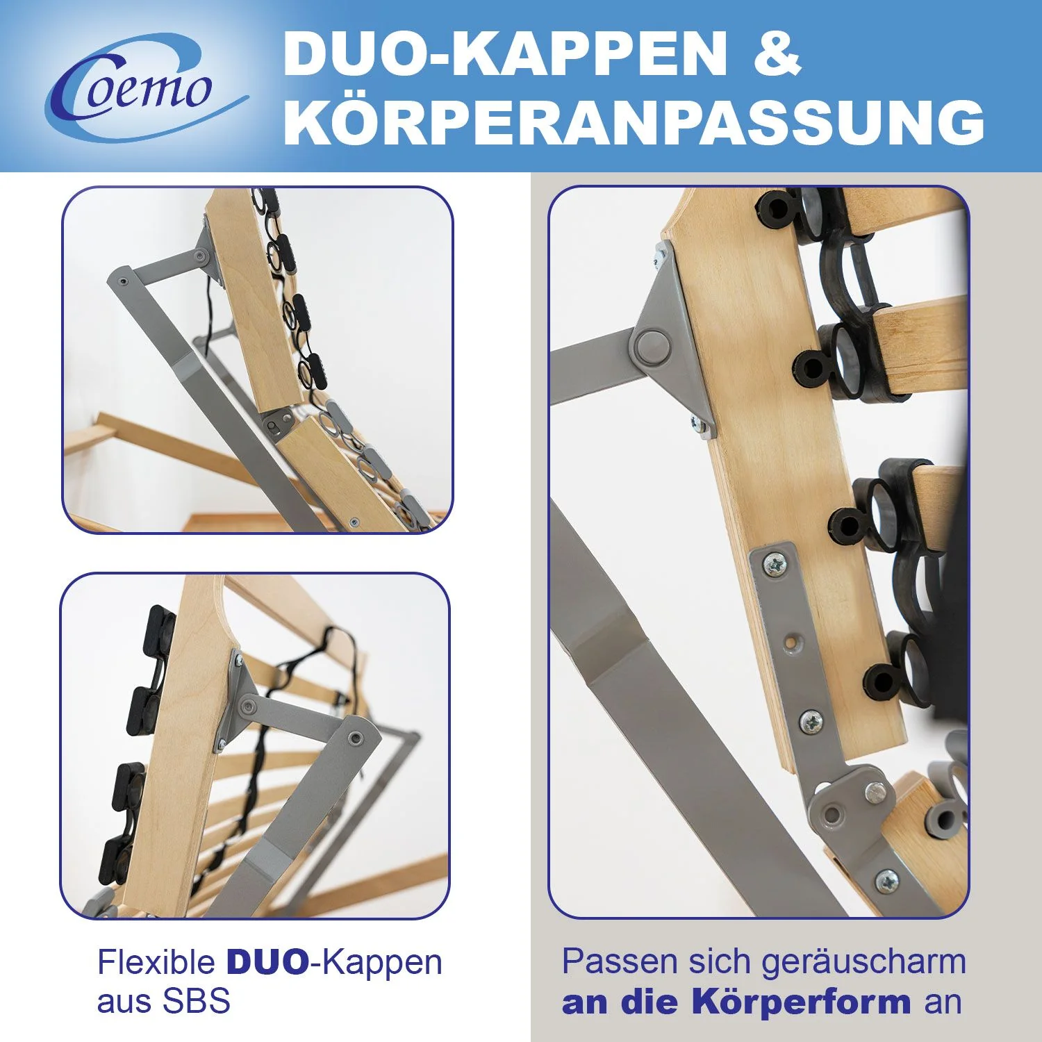 Coemo Lattenrost mit Motor ERGO Kopf- und Fußteil elektrisch verstellbar, 28 Latten, Bausatz 7 Zonen - Image 4