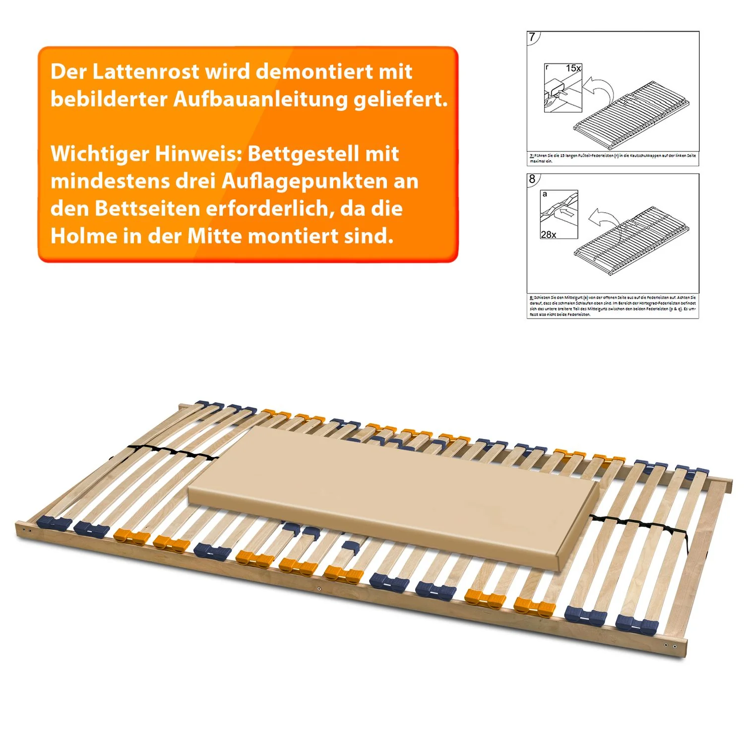 Coemo Lattenrost Multira starr oder verstellbar mit 28 Federleisten 7 - Zonen - Image 148
