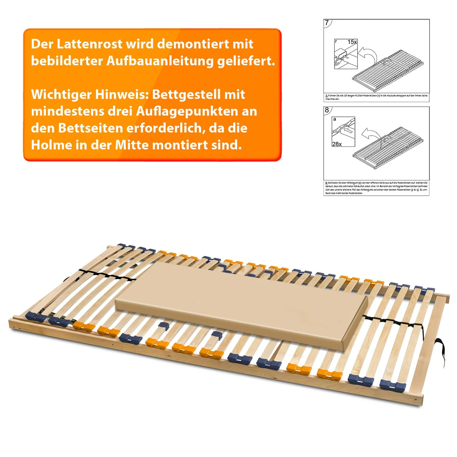 Coemo Lattenrost Multira starr oder verstellbar mit 28 Federleisten 7 - Zonen - Image 8