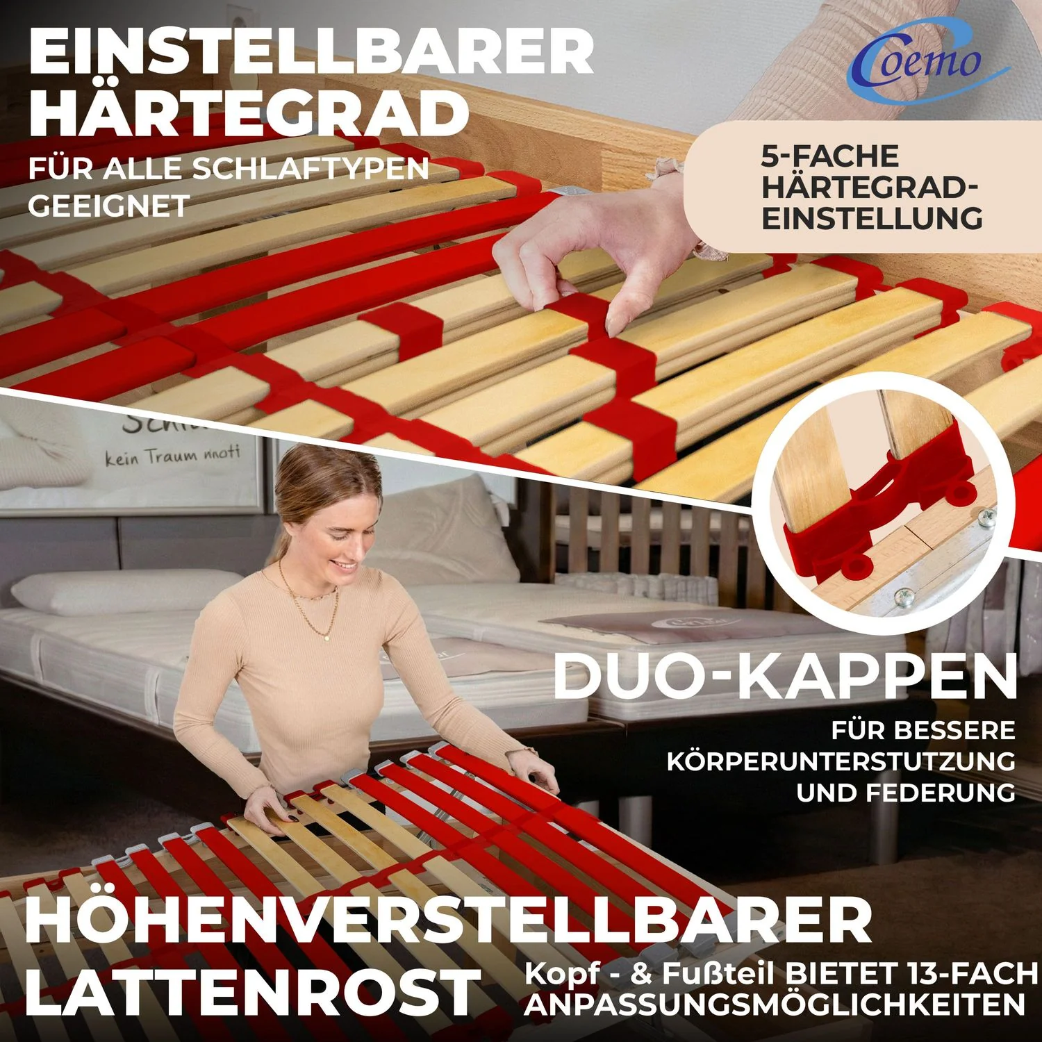 Coemo Lattenrost "RUBY" Härtegrad verstellbar 28 Leisten & 7 Zonen - Image 26