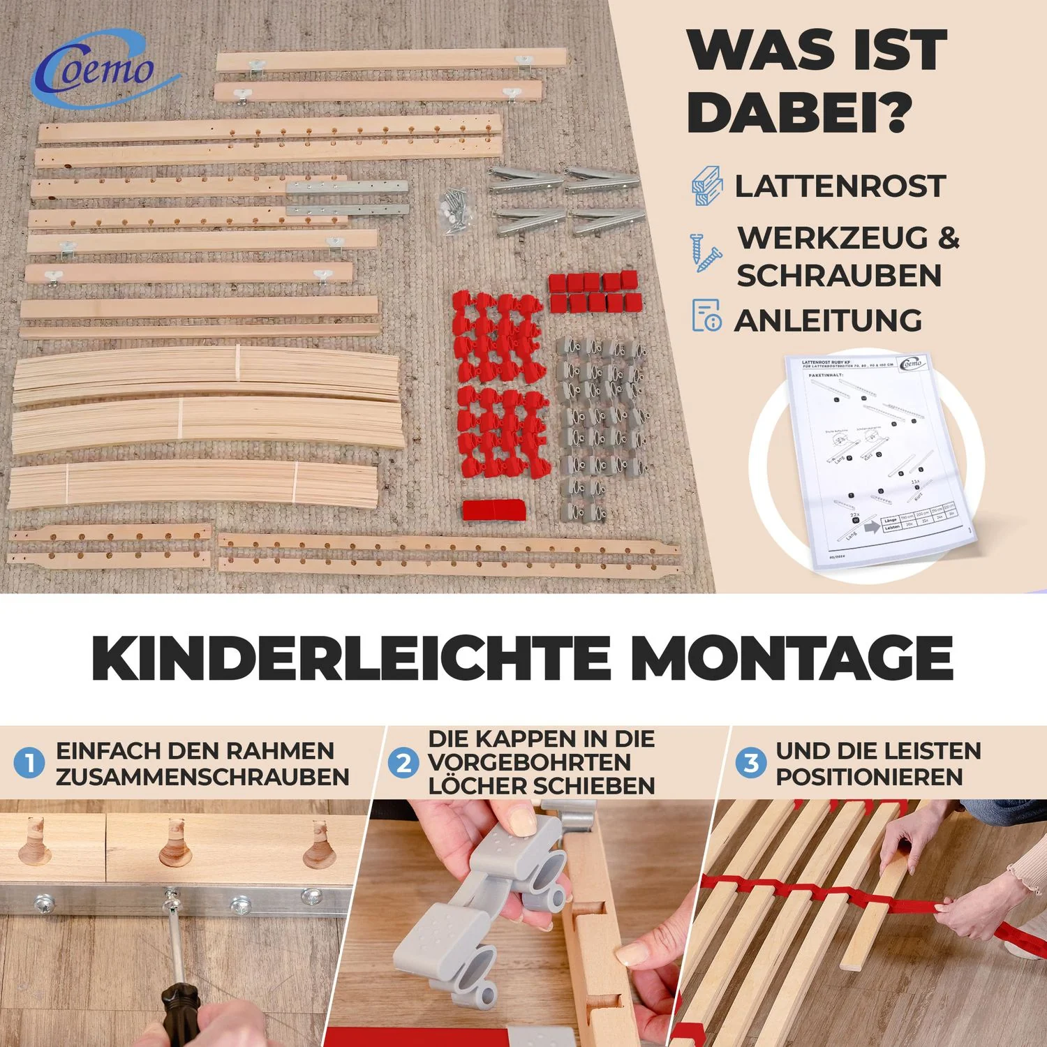 Coemo Lattenrost "RUBY" Härtegrad verstellbar 28 Leisten & 7 Zonen - Image 28