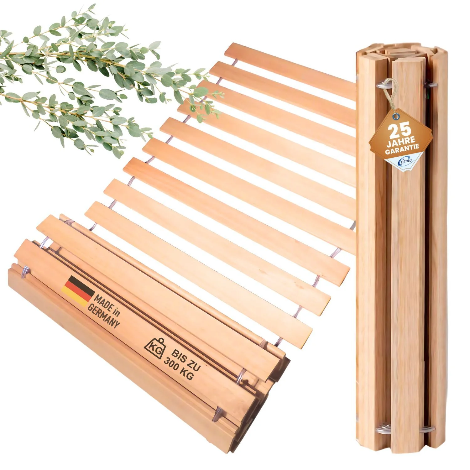 Coemo Premium Rollrost DELUXE Belastbar bis 350 kg – Ohne Montage & absolut rutschsicher - Made in Germany - Roll-Lattenrost Vollholz mit Abstandshaltern - Image 10
