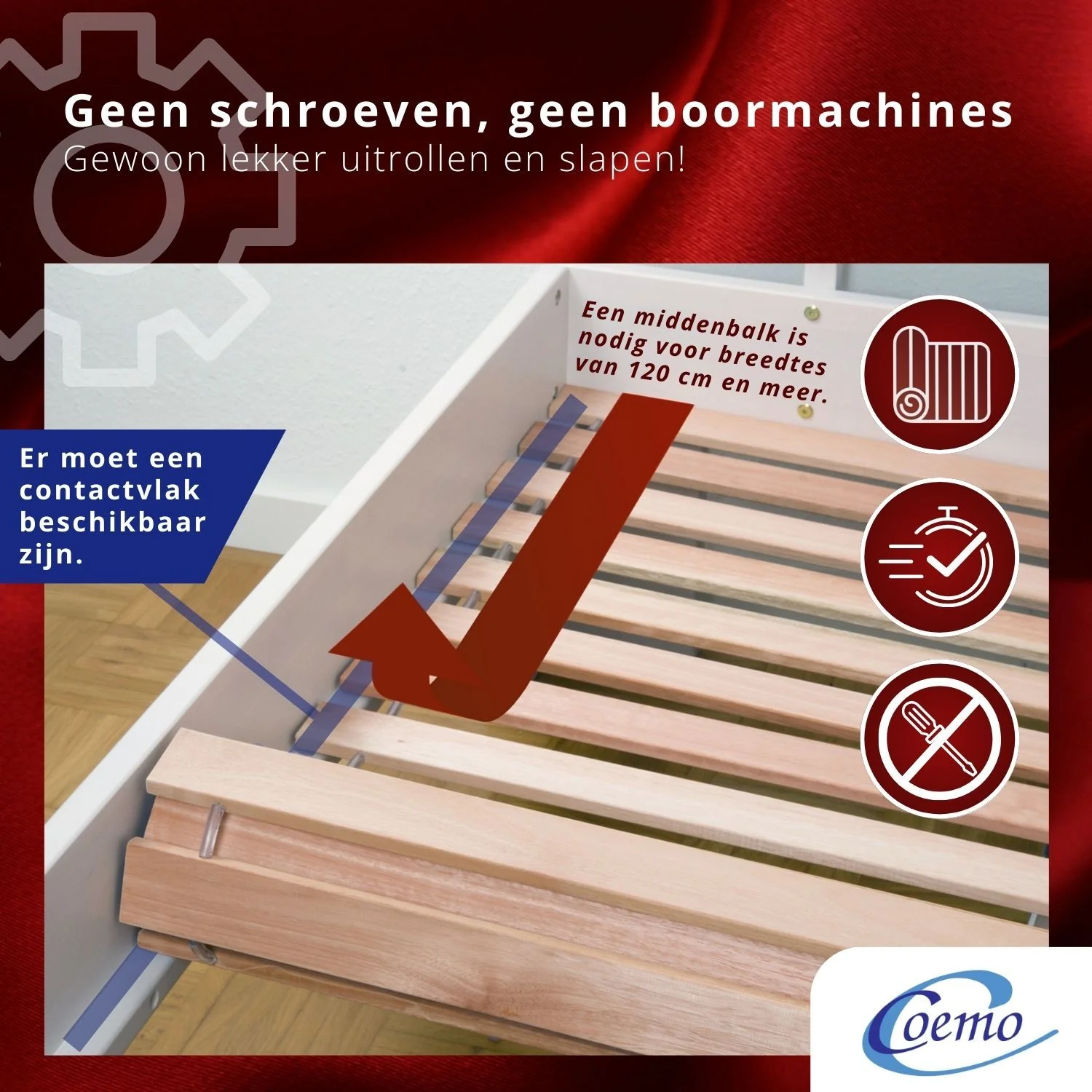 Coemo Premium Rollrost DELUXE Belastbar bis 350 kg – Ohne Montage & absolut rutschsicher - Made in Germany - Roll-Lattenrost Vollholz mit Abstandshaltern - Image 13