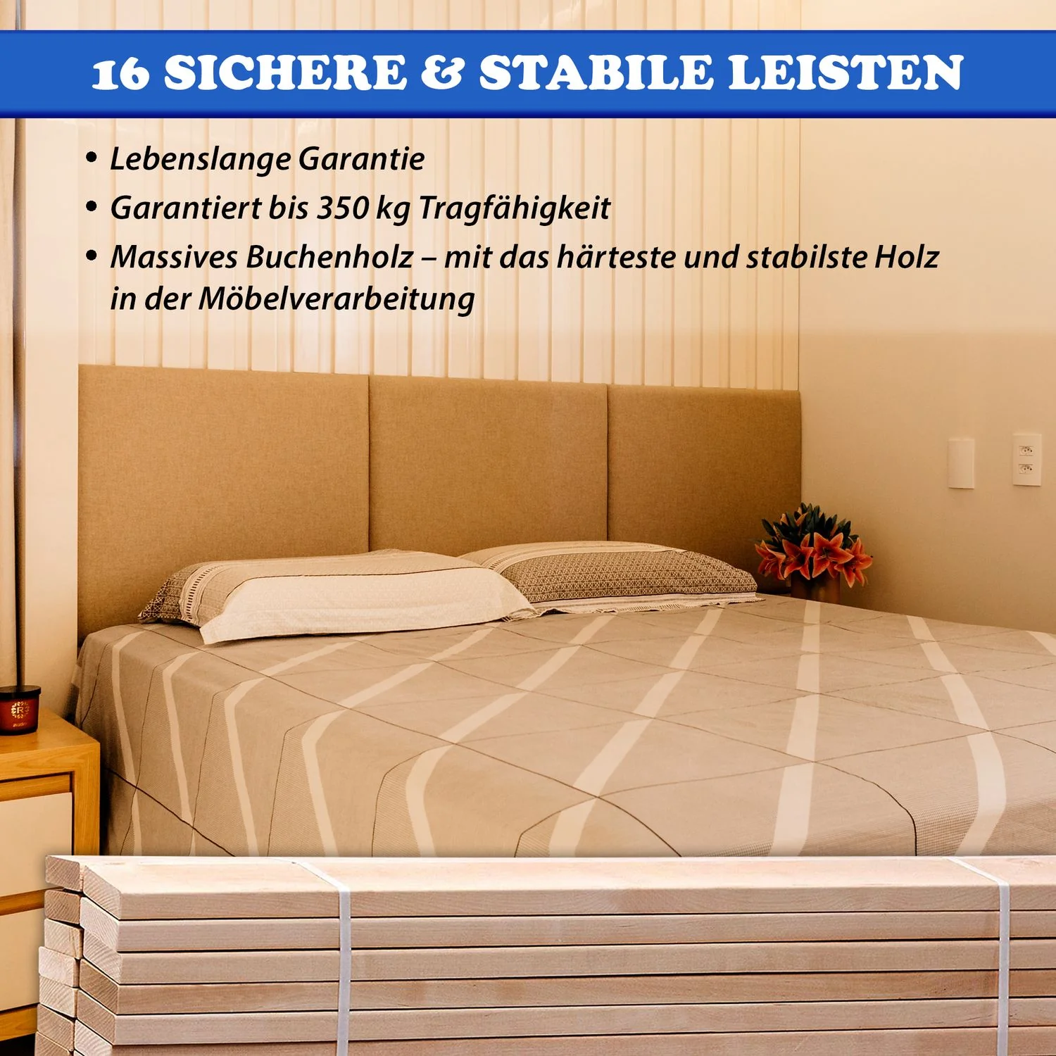 Coemo Rollrost mit 16 Leisten Lattenrost Premium stabil und belastbar - Image 4