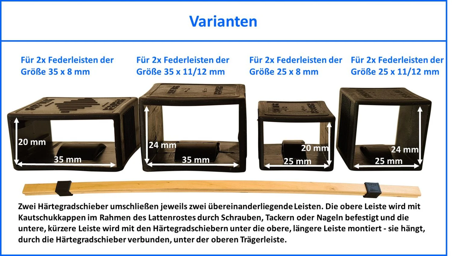 Coemo Set 10 Stk Härtegradschieber für Lattenrost Ersatzteil oder zum Nachrüsten - Image 3